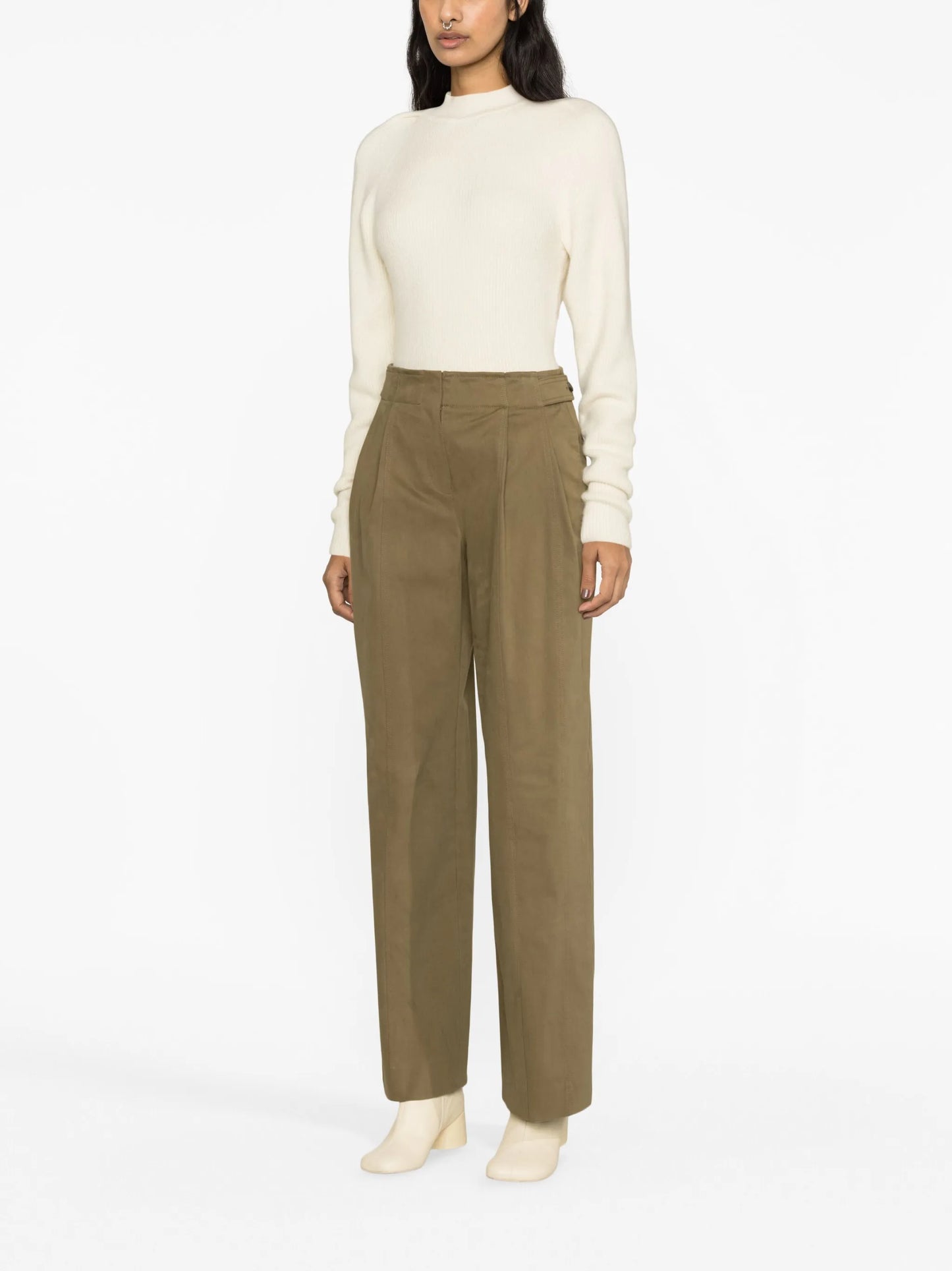 high-waisted straight-leg trousers
