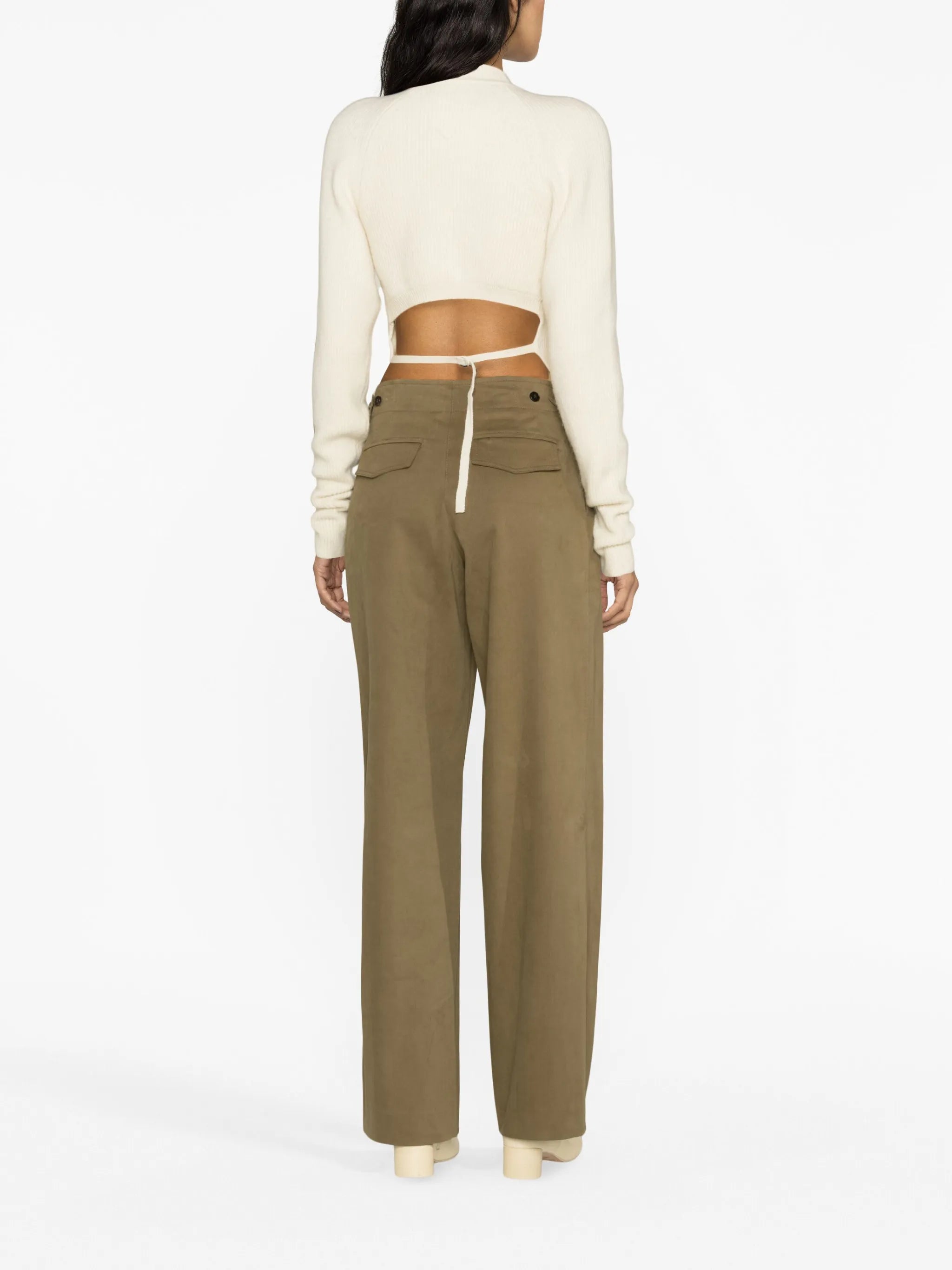 high-waisted straight-leg trousers