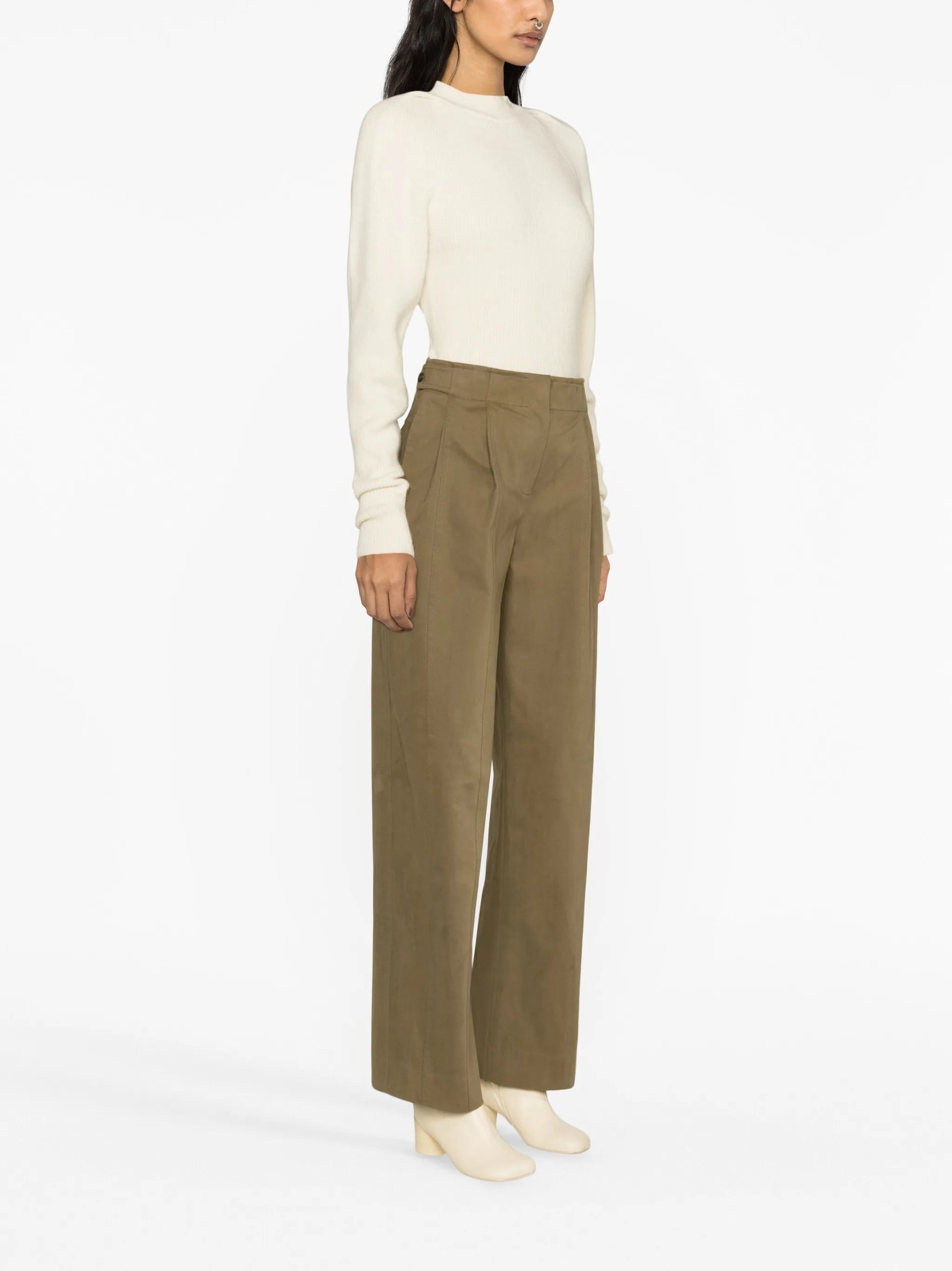 high-waisted straight-leg trousers
