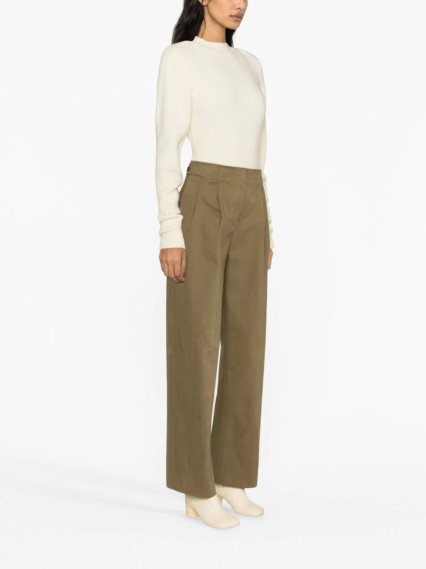 high-waisted straight-leg trousers