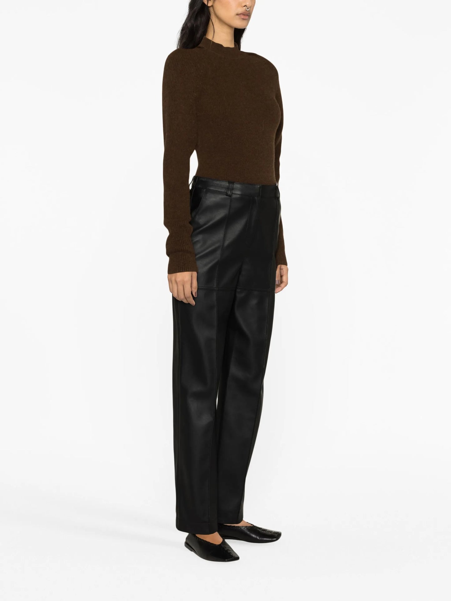 panelled straight-leg trousers
