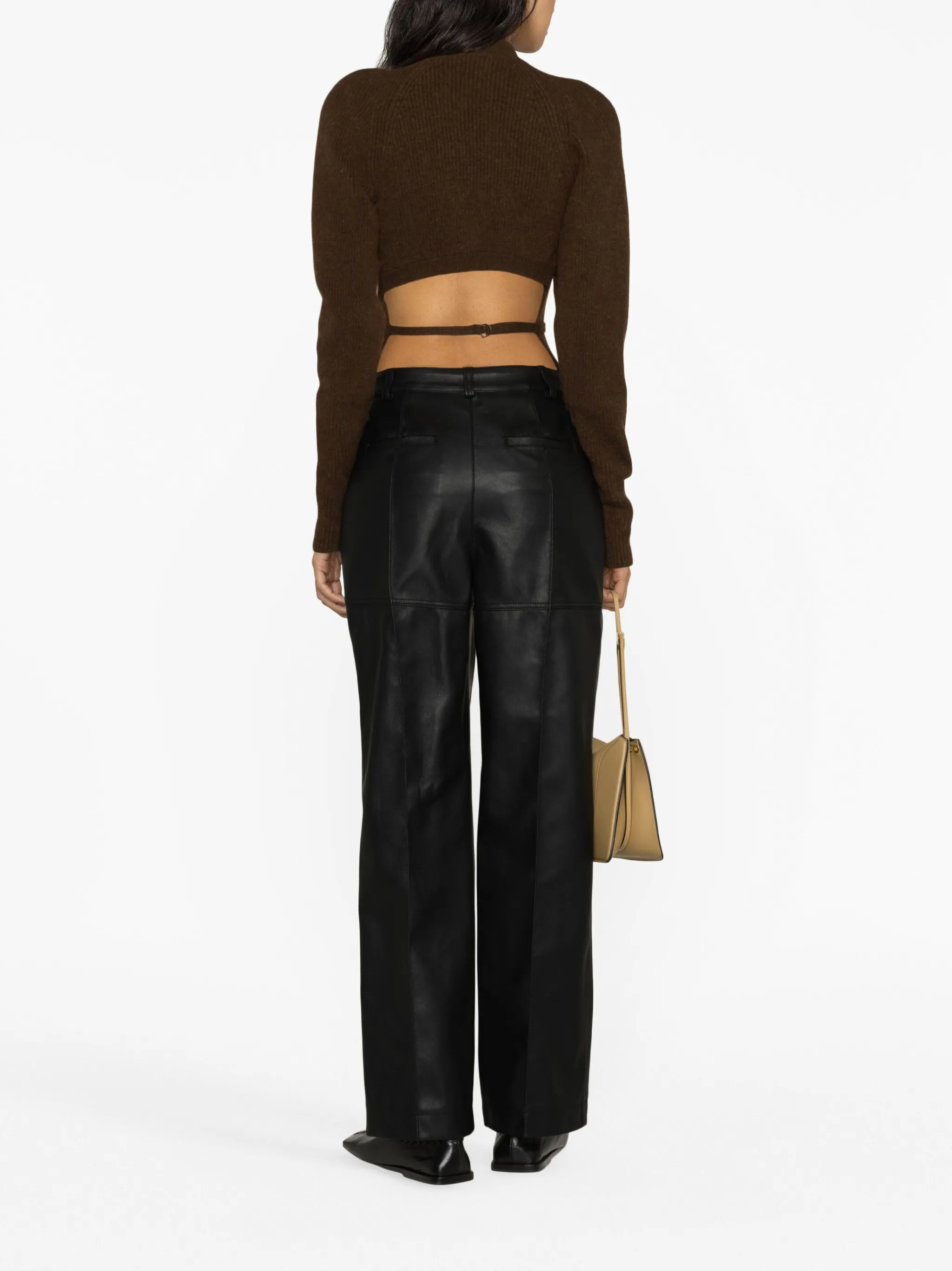 panelled straight-leg trousers