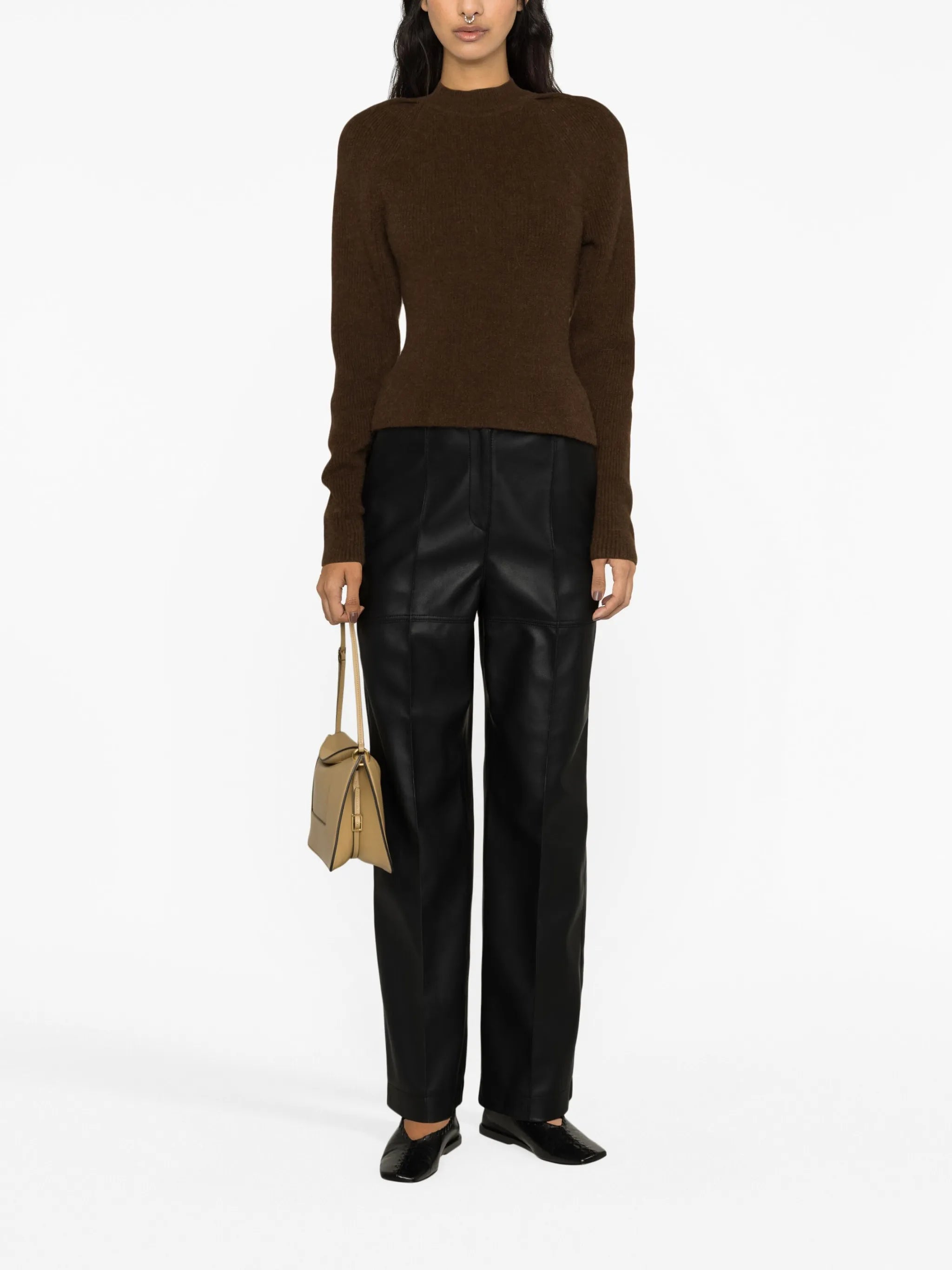 panelled straight-leg trousers