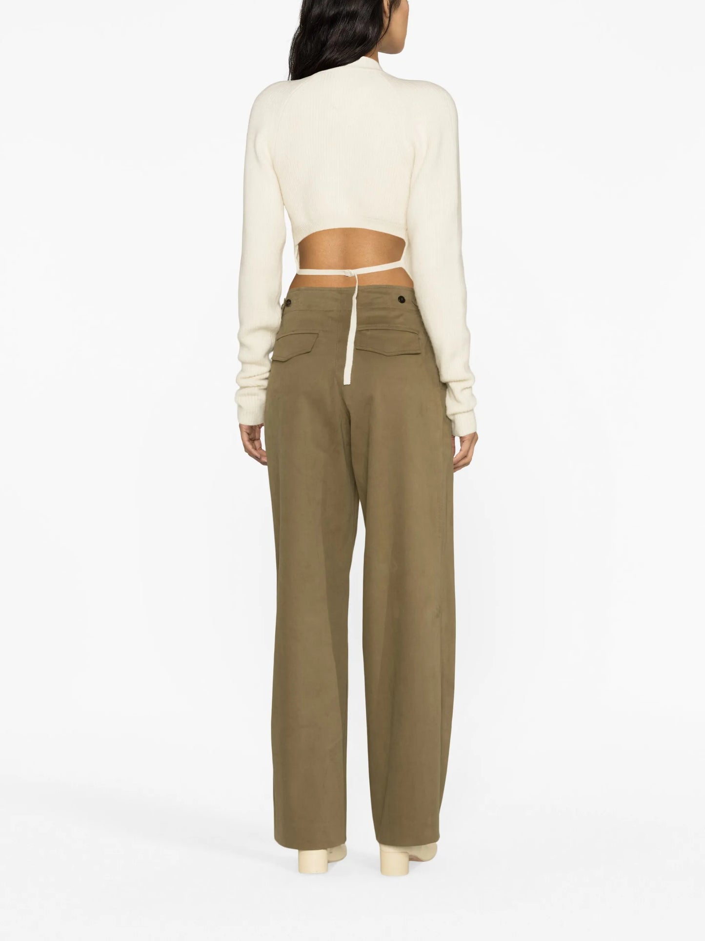 tied wool-blend knitted top