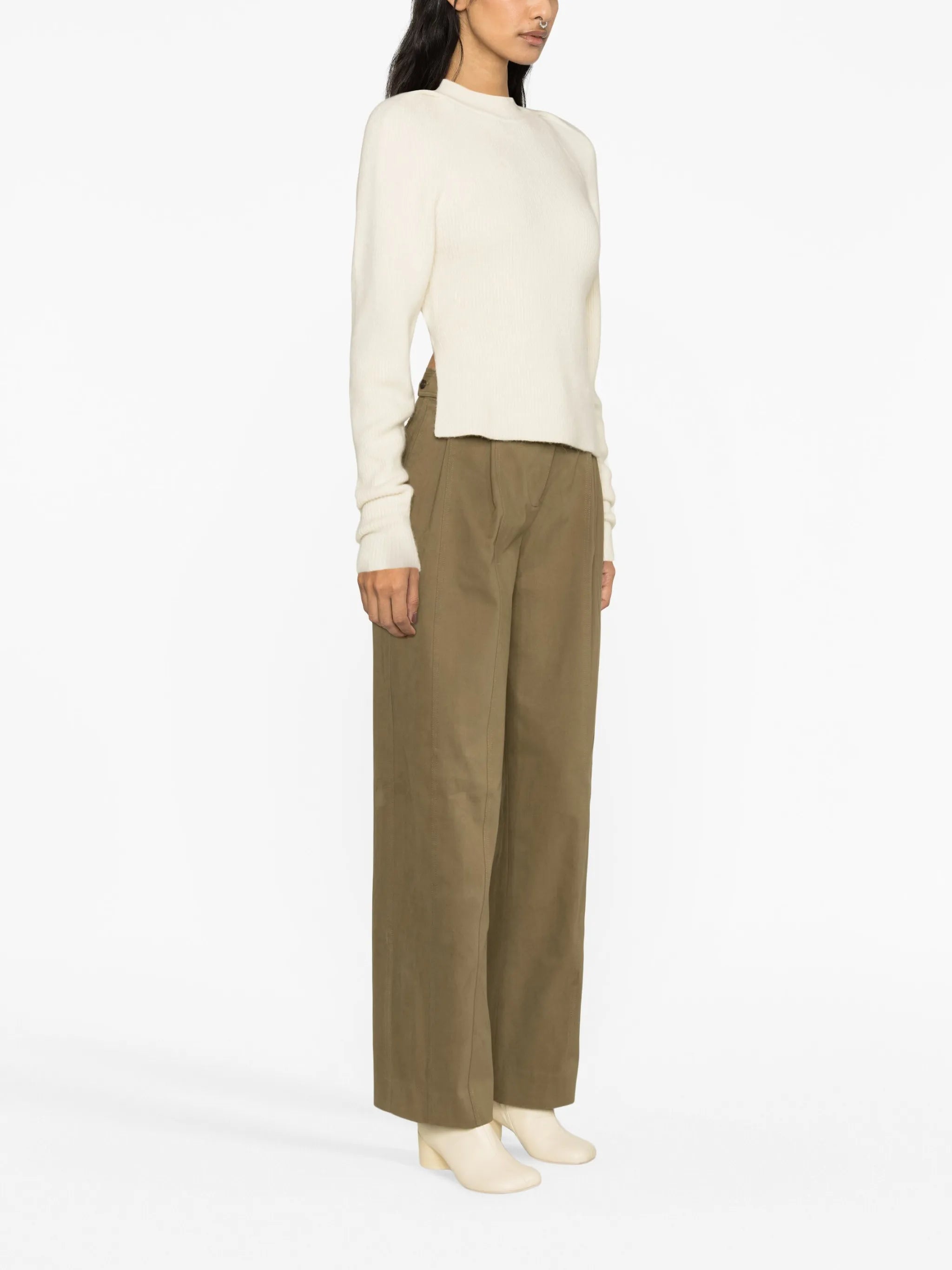 tied wool-blend knitted top