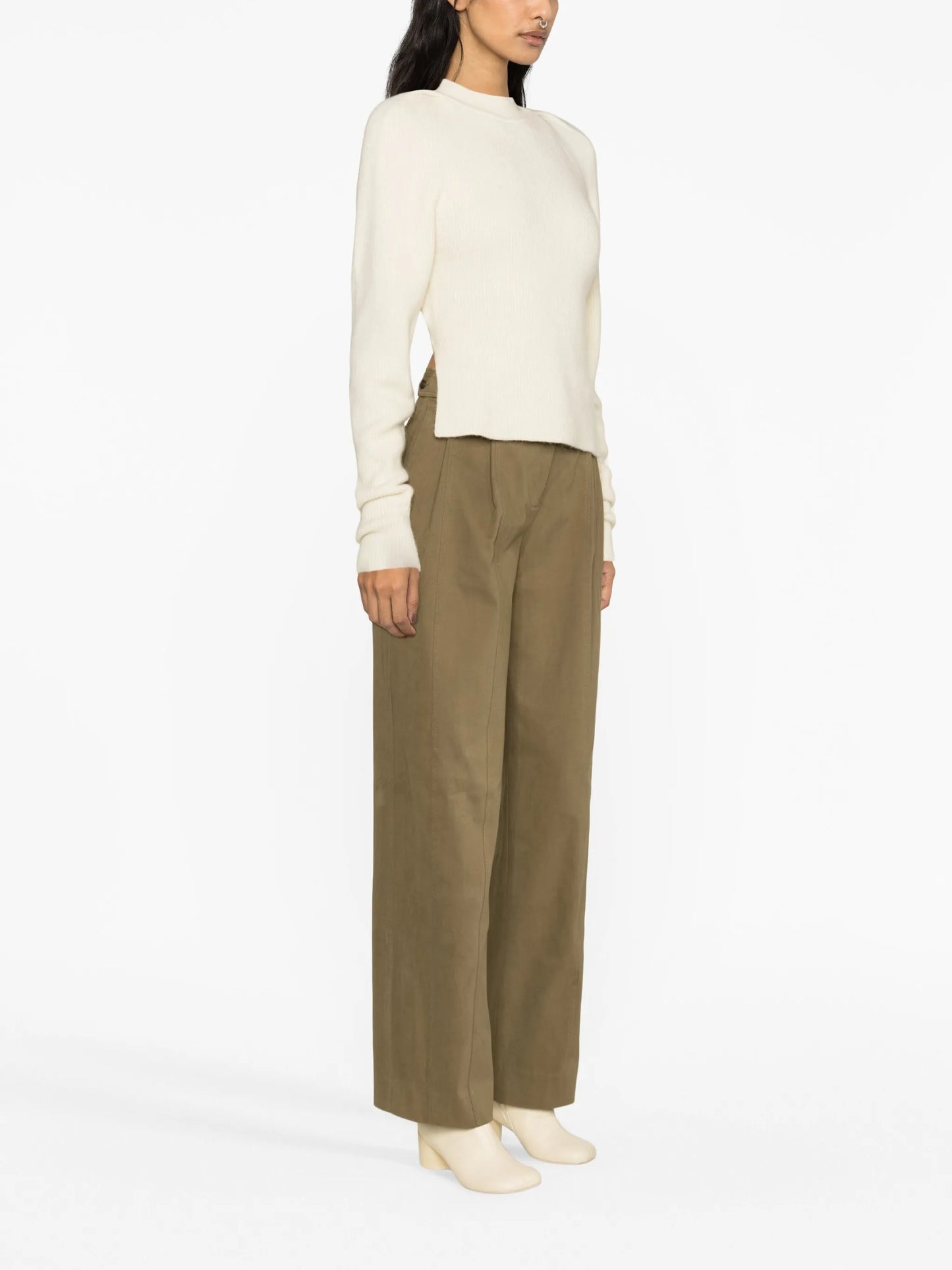 tied wool-blend knitted top