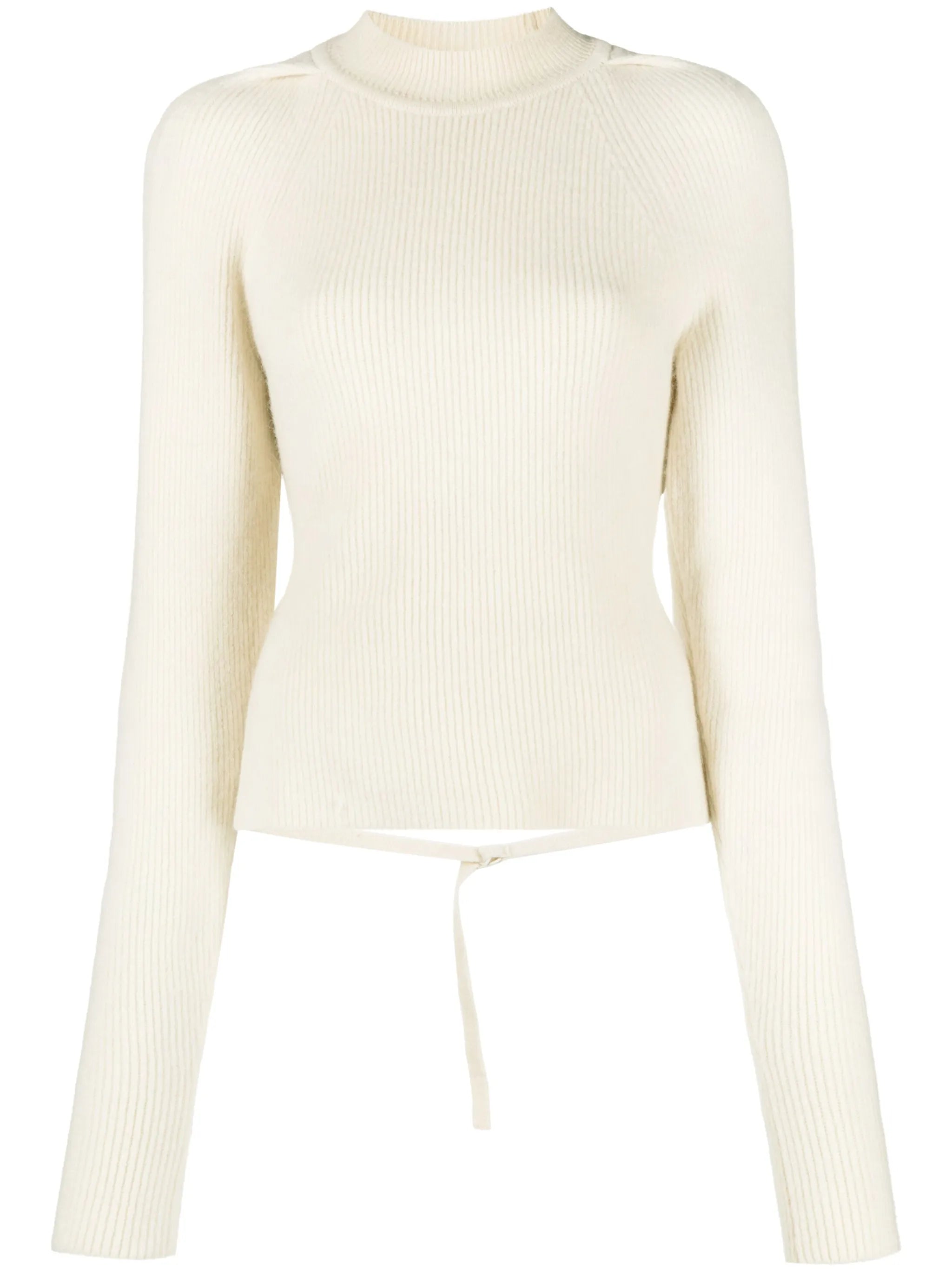 tied wool-blend knitted top