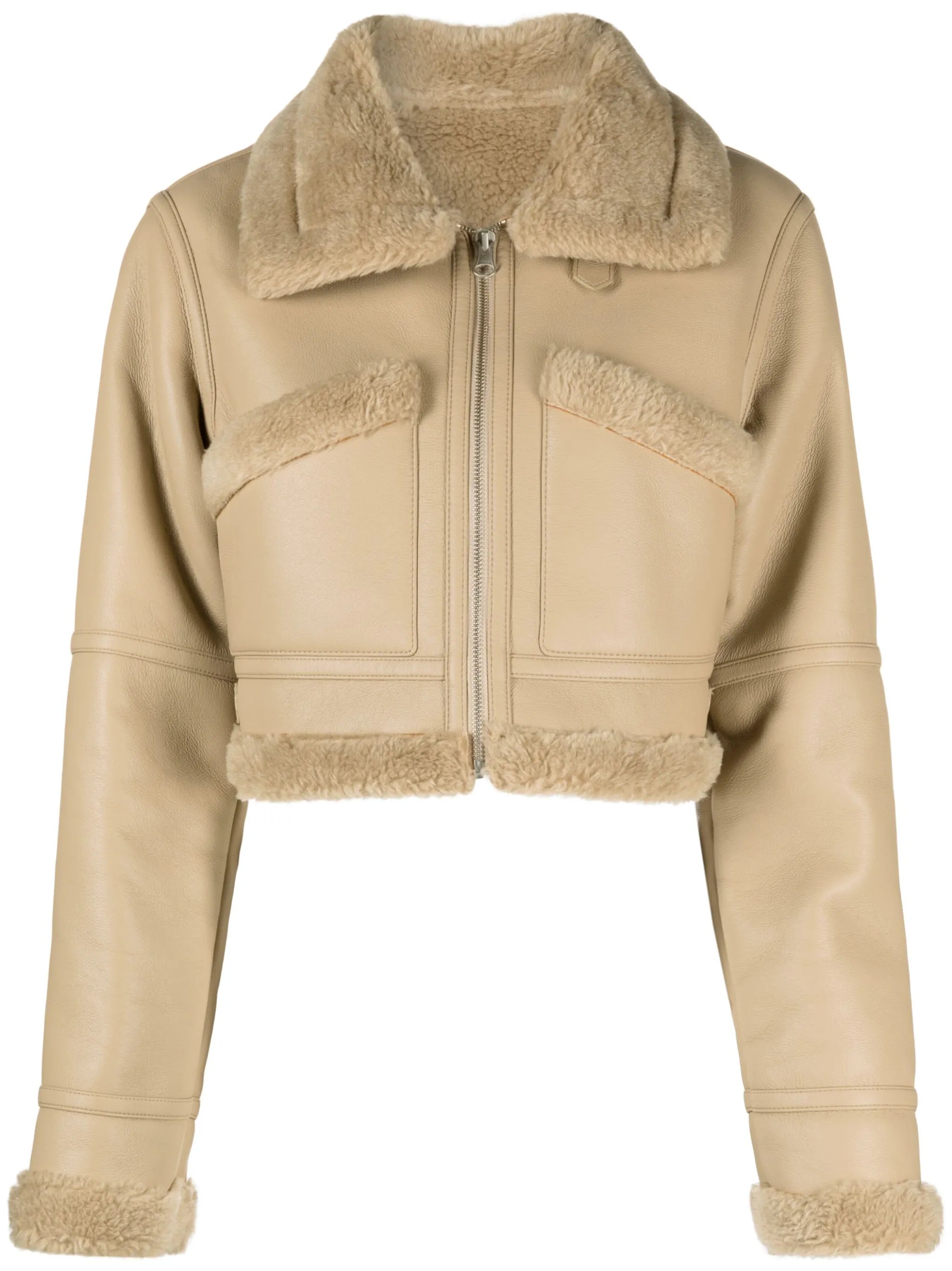 faux-leather cropped jacket