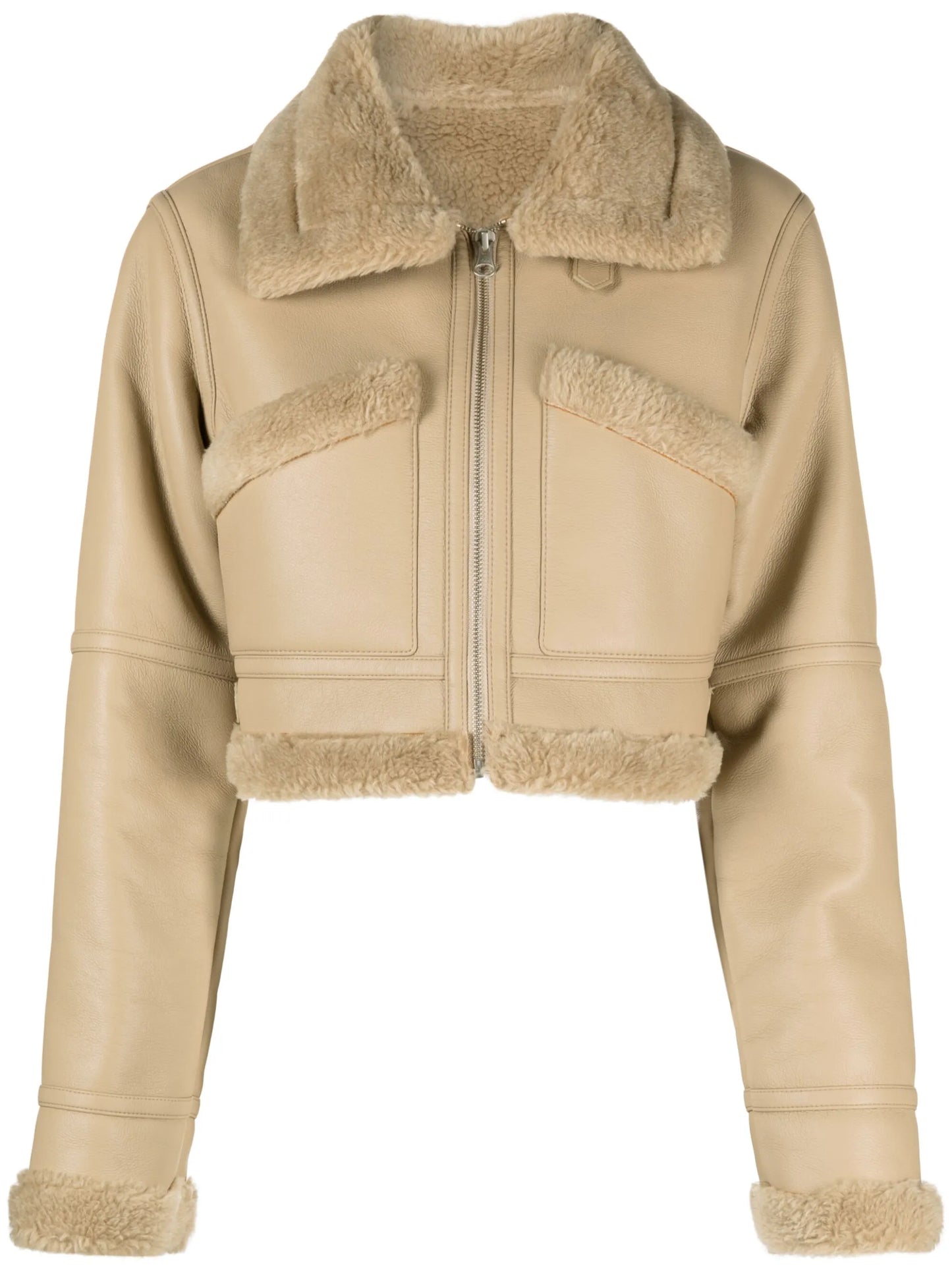 faux-leather cropped jacket