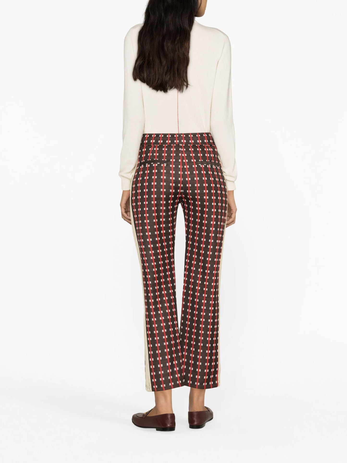 check-print cropped trousers