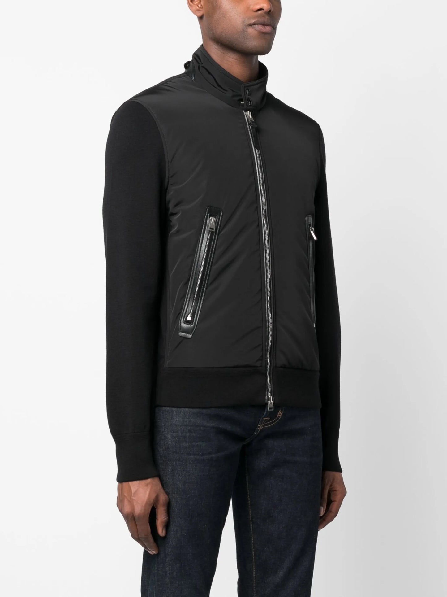 zip-fastening bomber jacket