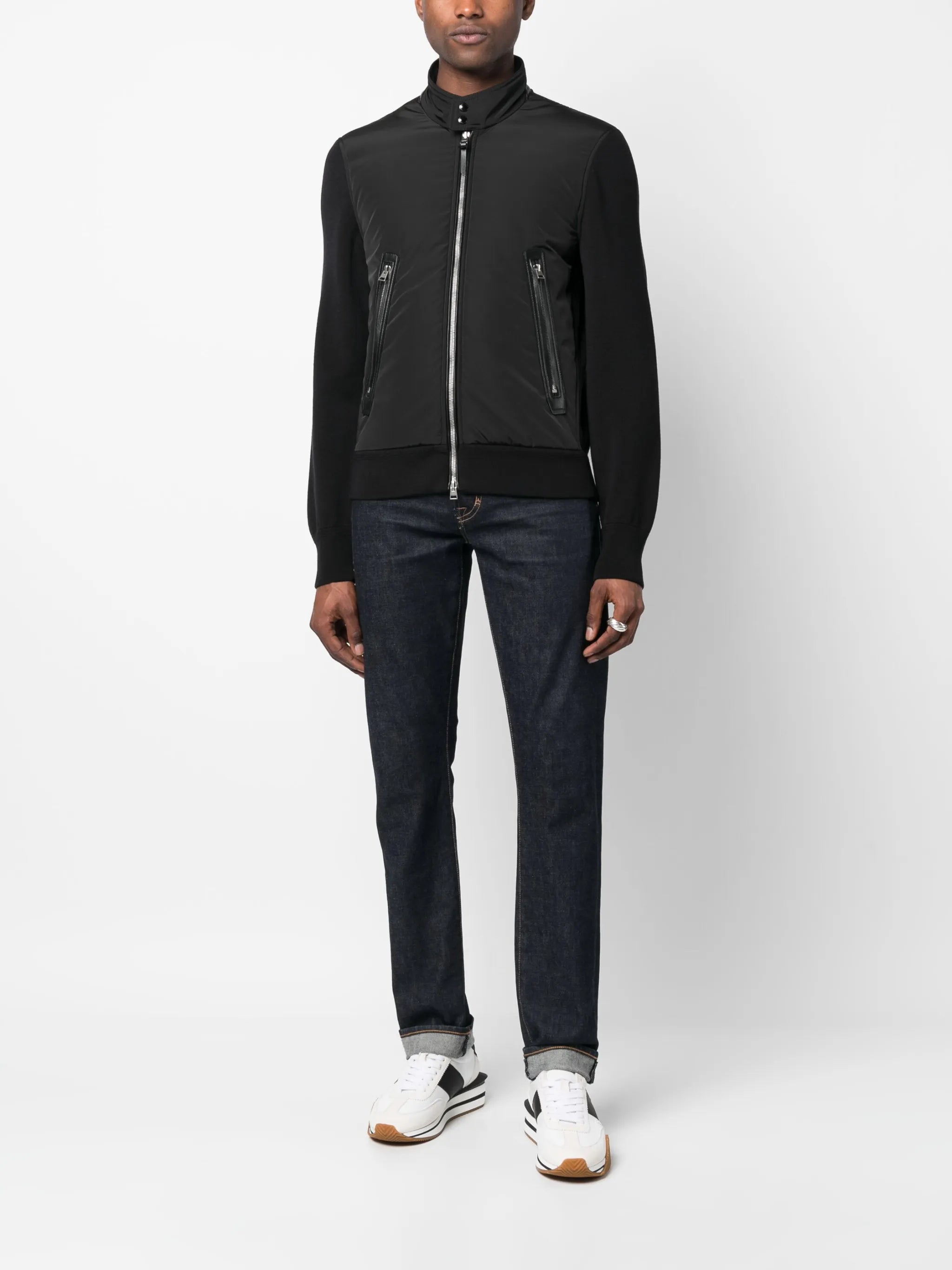 zip-fastening bomber jacket