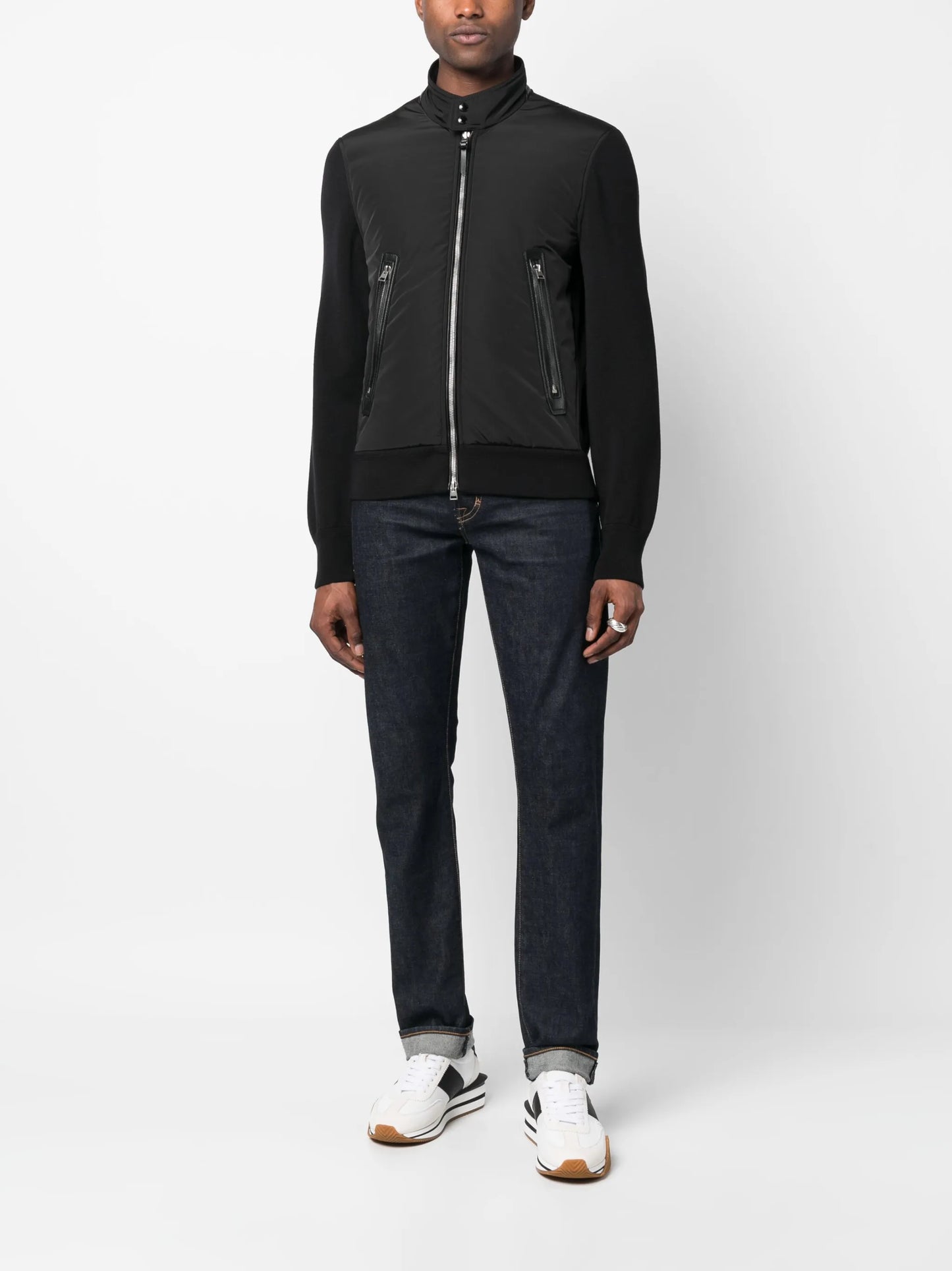 zip-fastening bomber jacket
