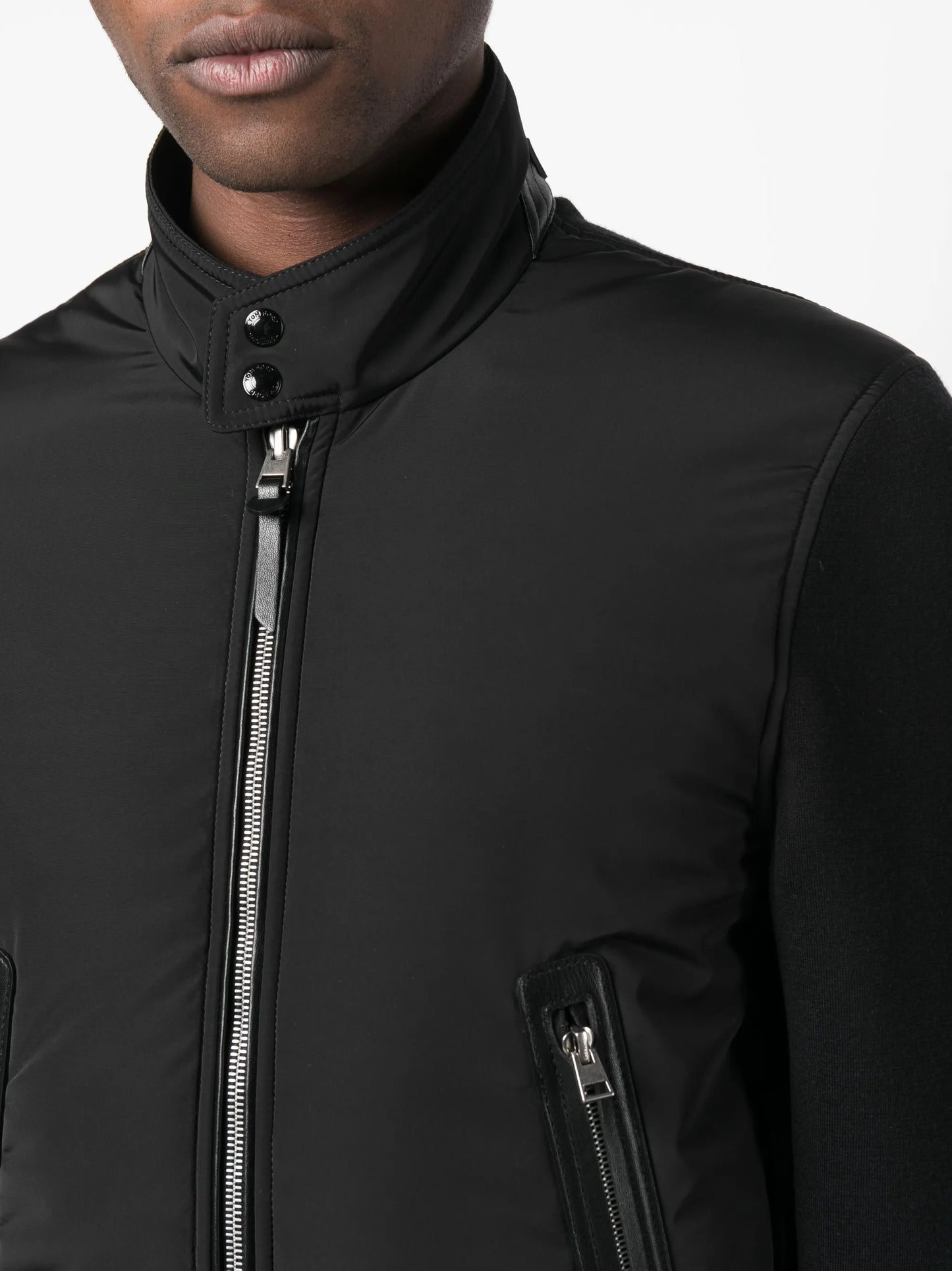 zip-fastening bomber jacket
