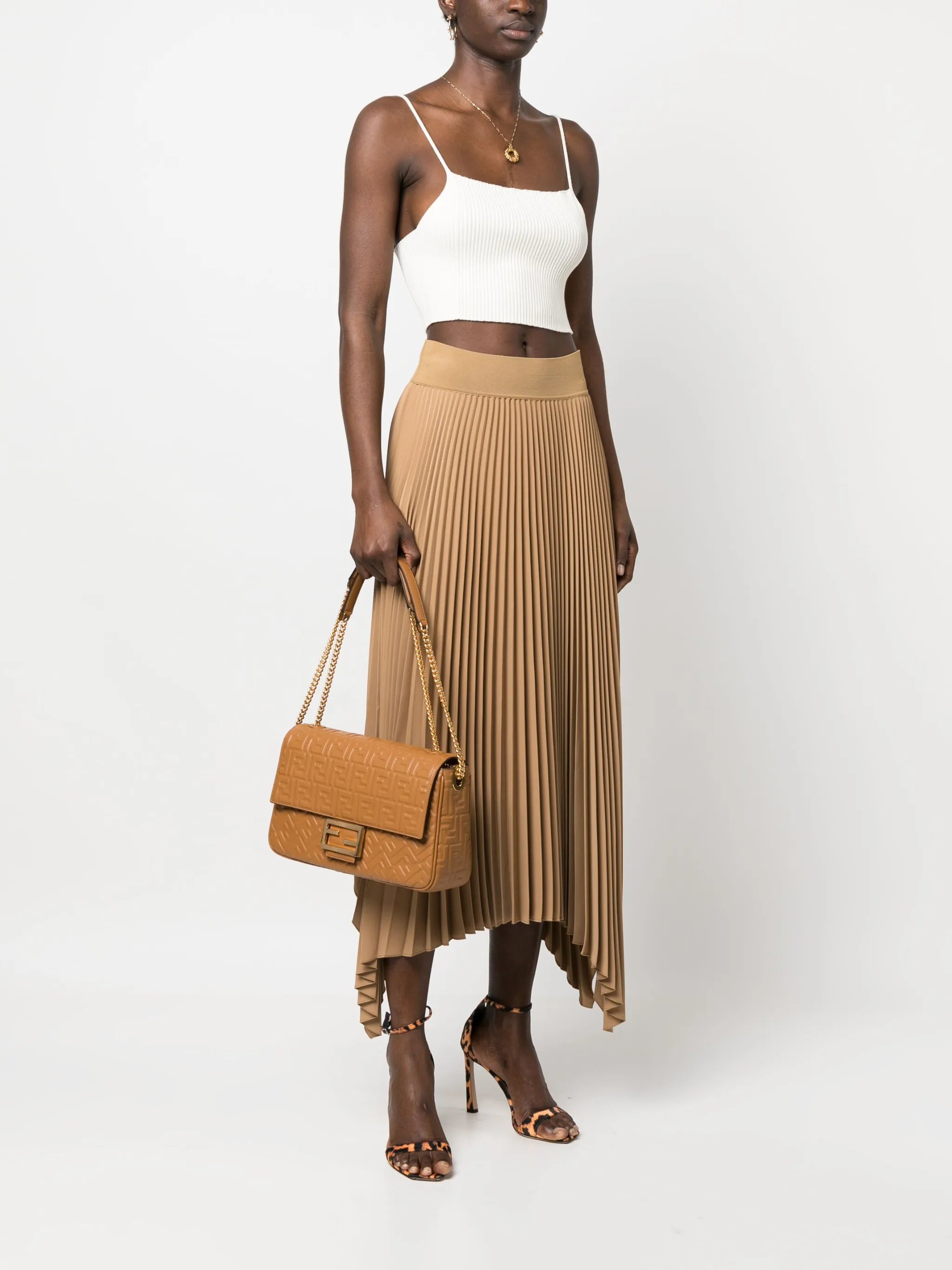 logo-embossed leather shoulder bag