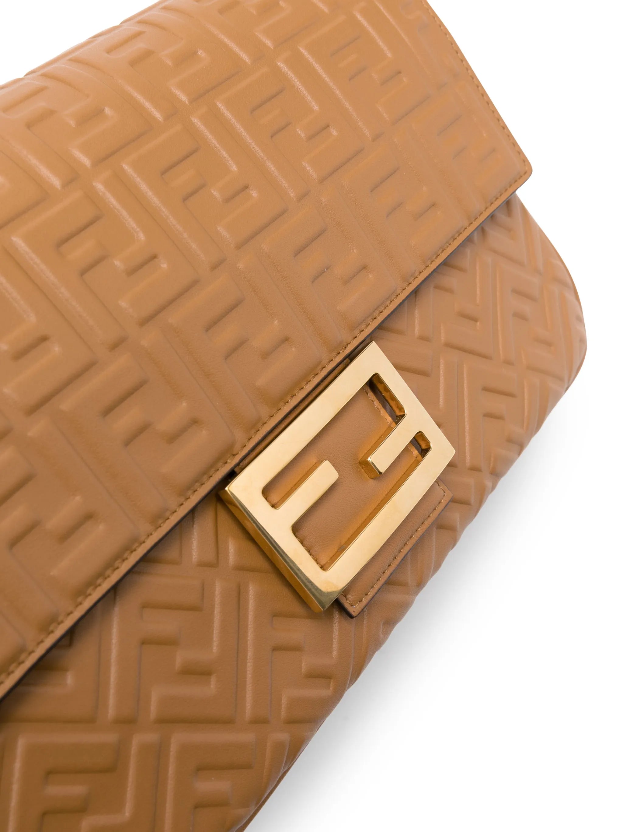 logo-embossed leather shoulder bag