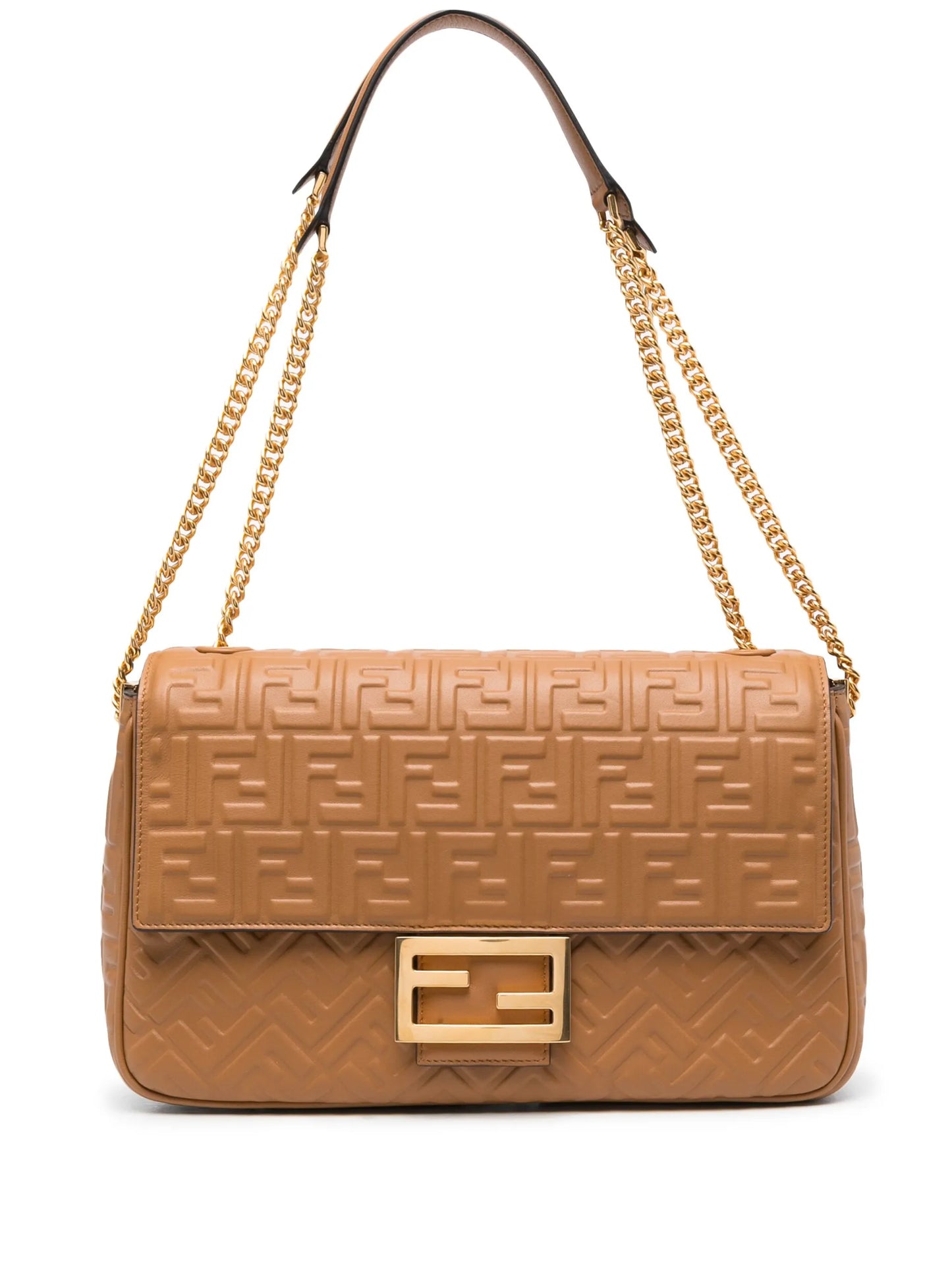 logo-embossed leather shoulder bag