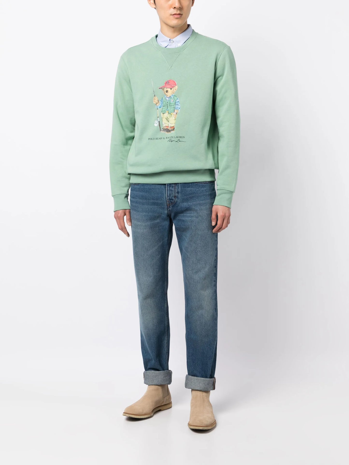 Fishing Bear faded-effect sweatshirt