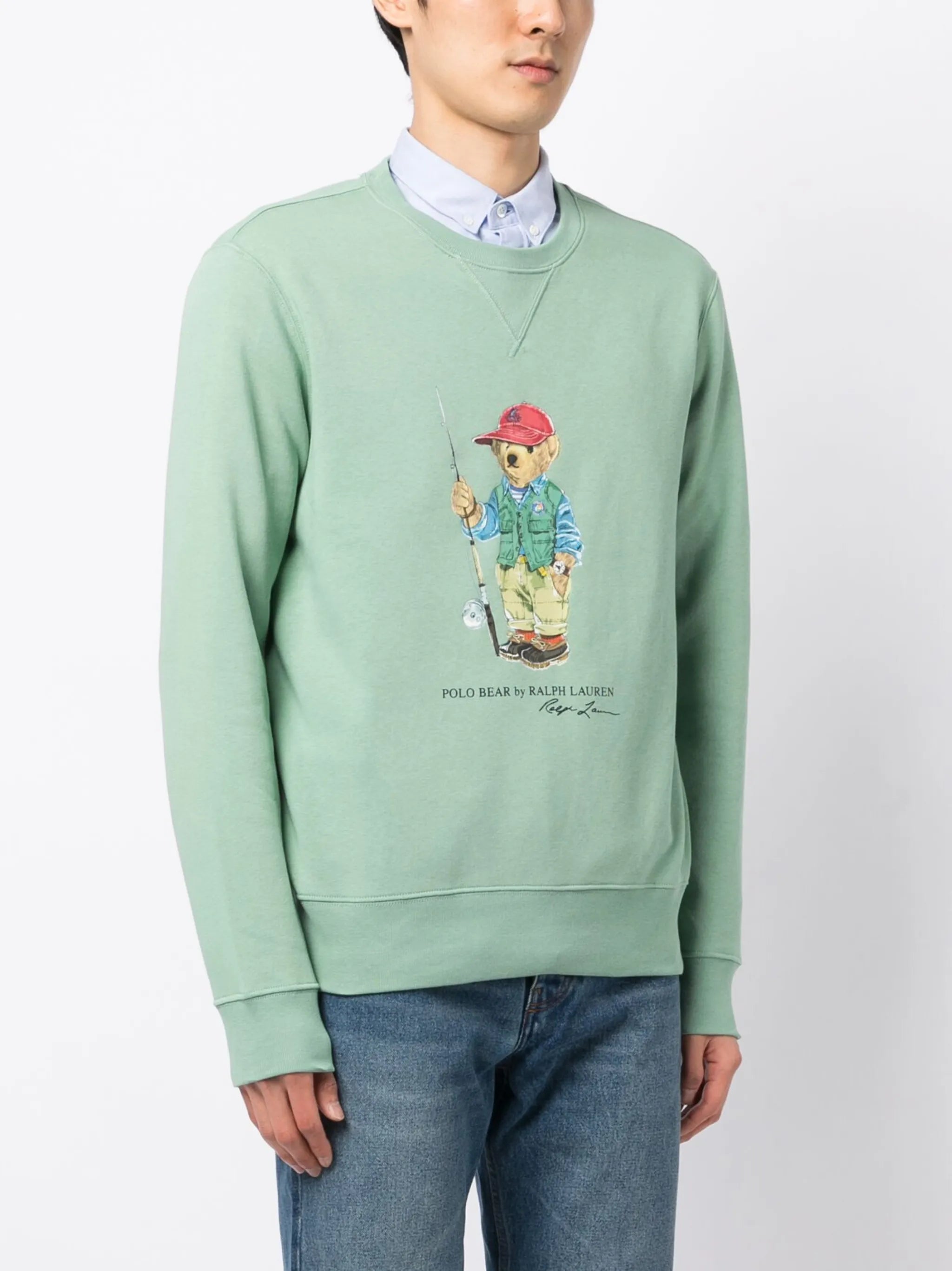 Fishing Bear faded-effect sweatshirt