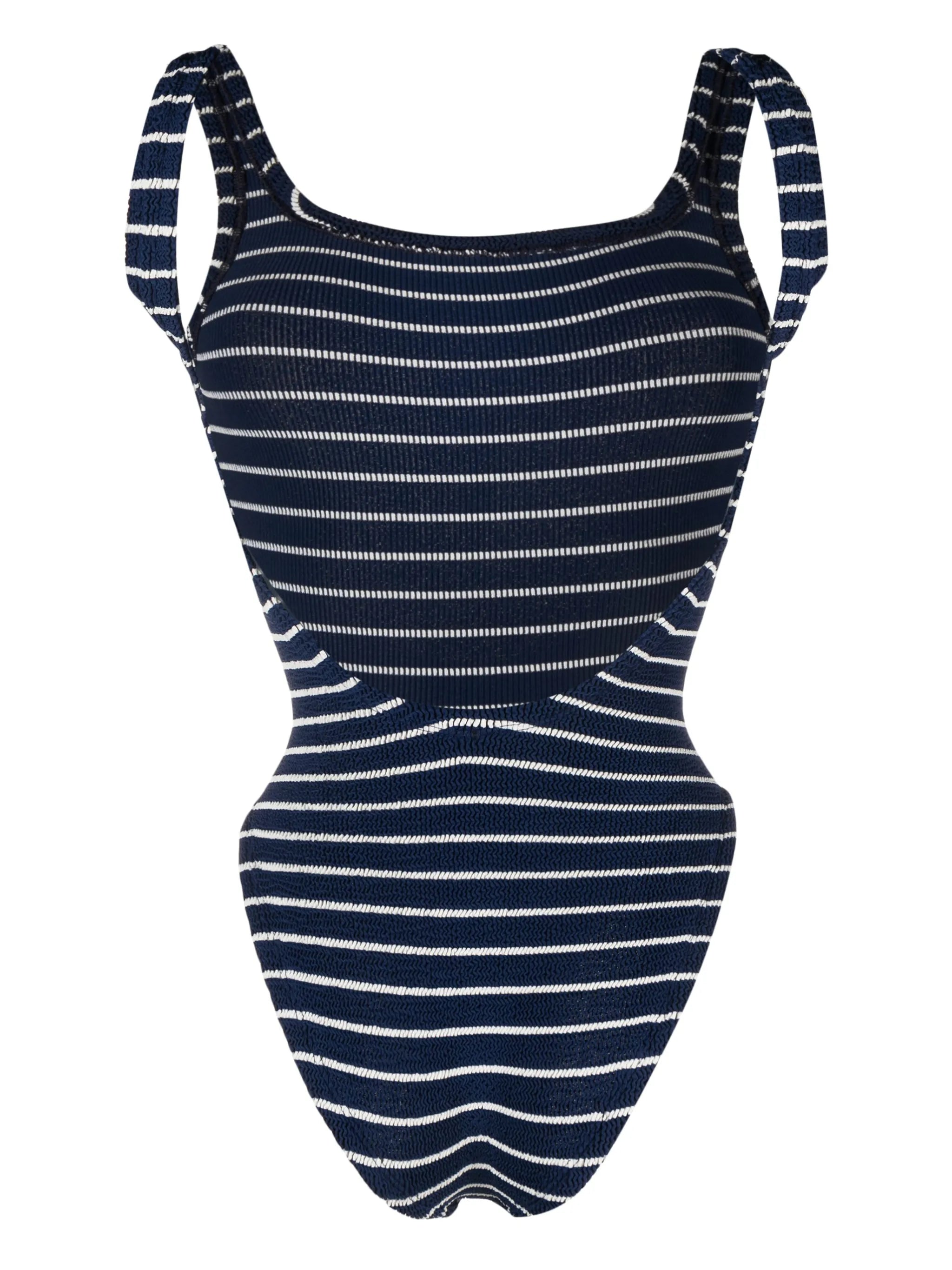 striped square-neck swimsuit