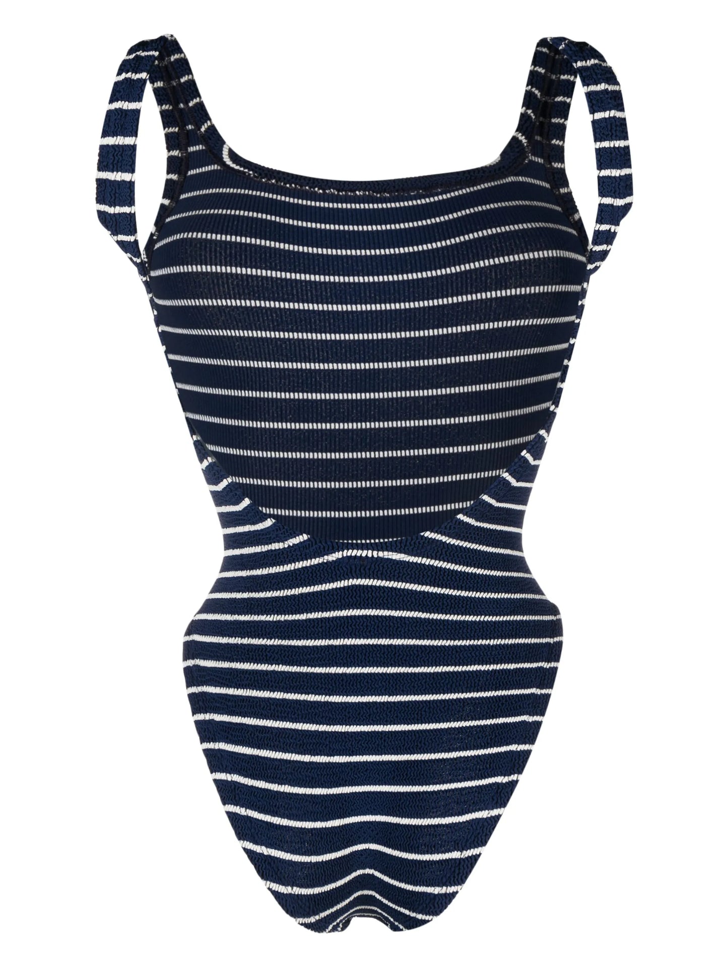 striped square-neck swimsuit