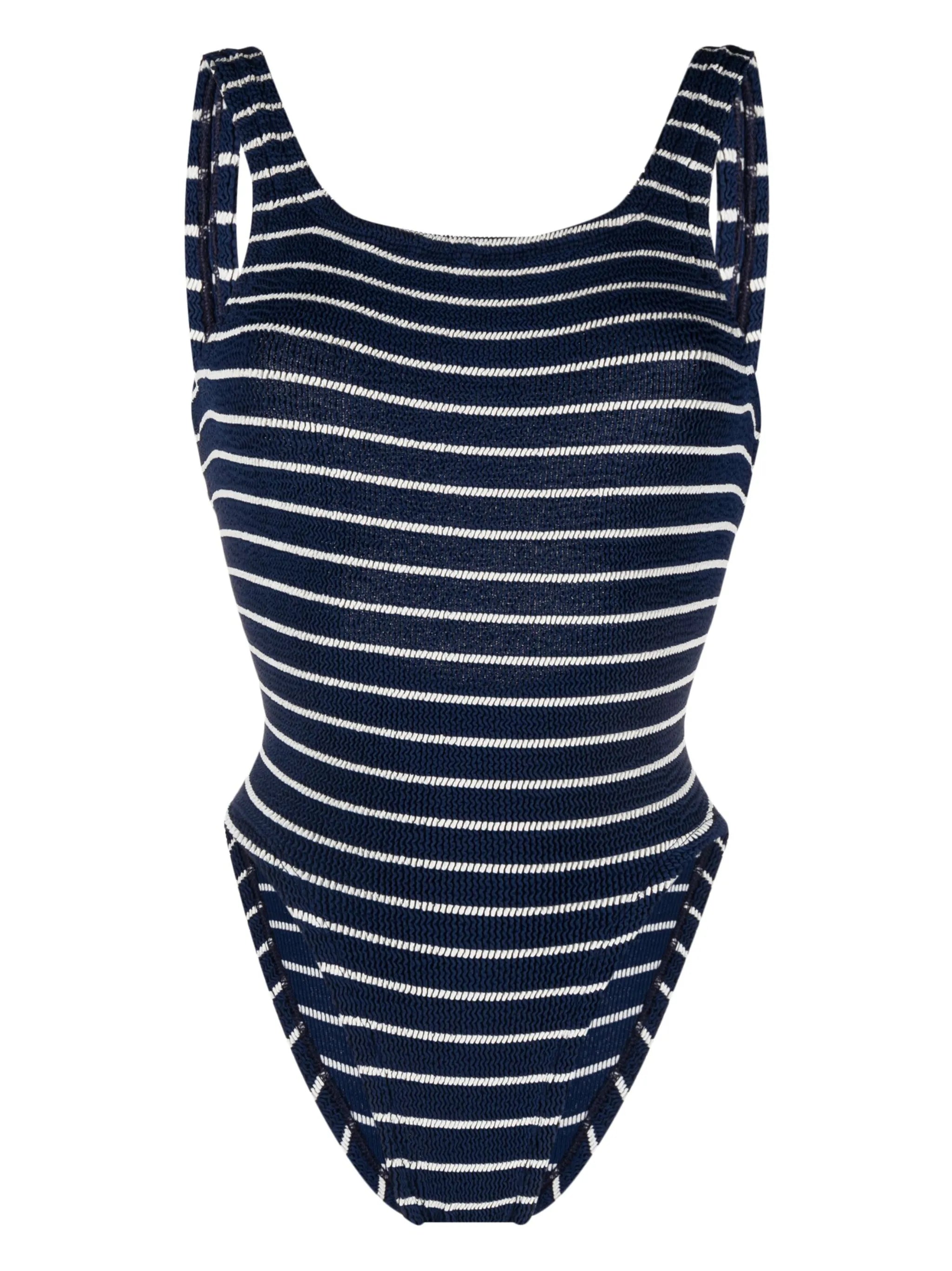 striped square-neck swimsuit