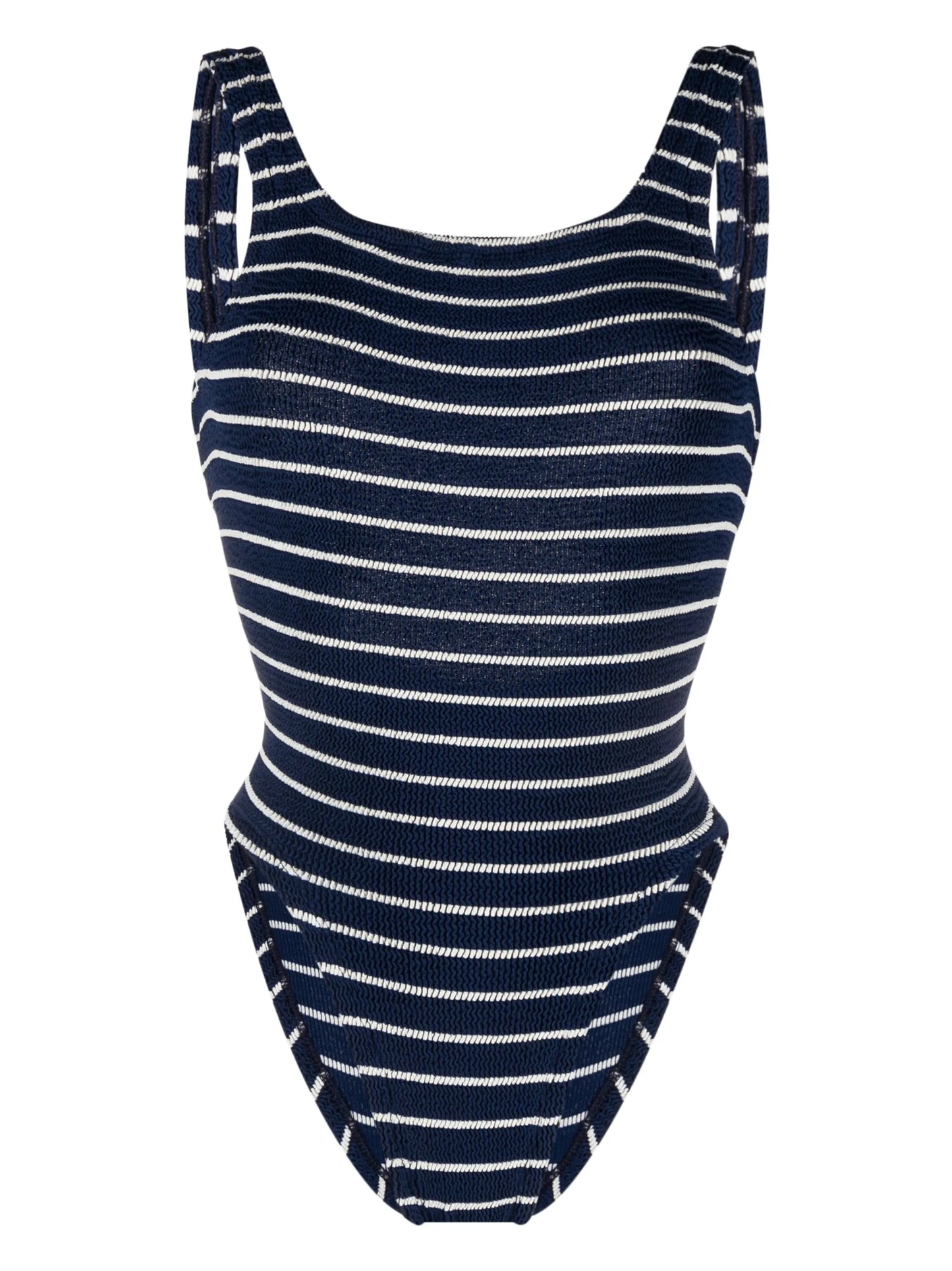 striped square-neck swimsuit