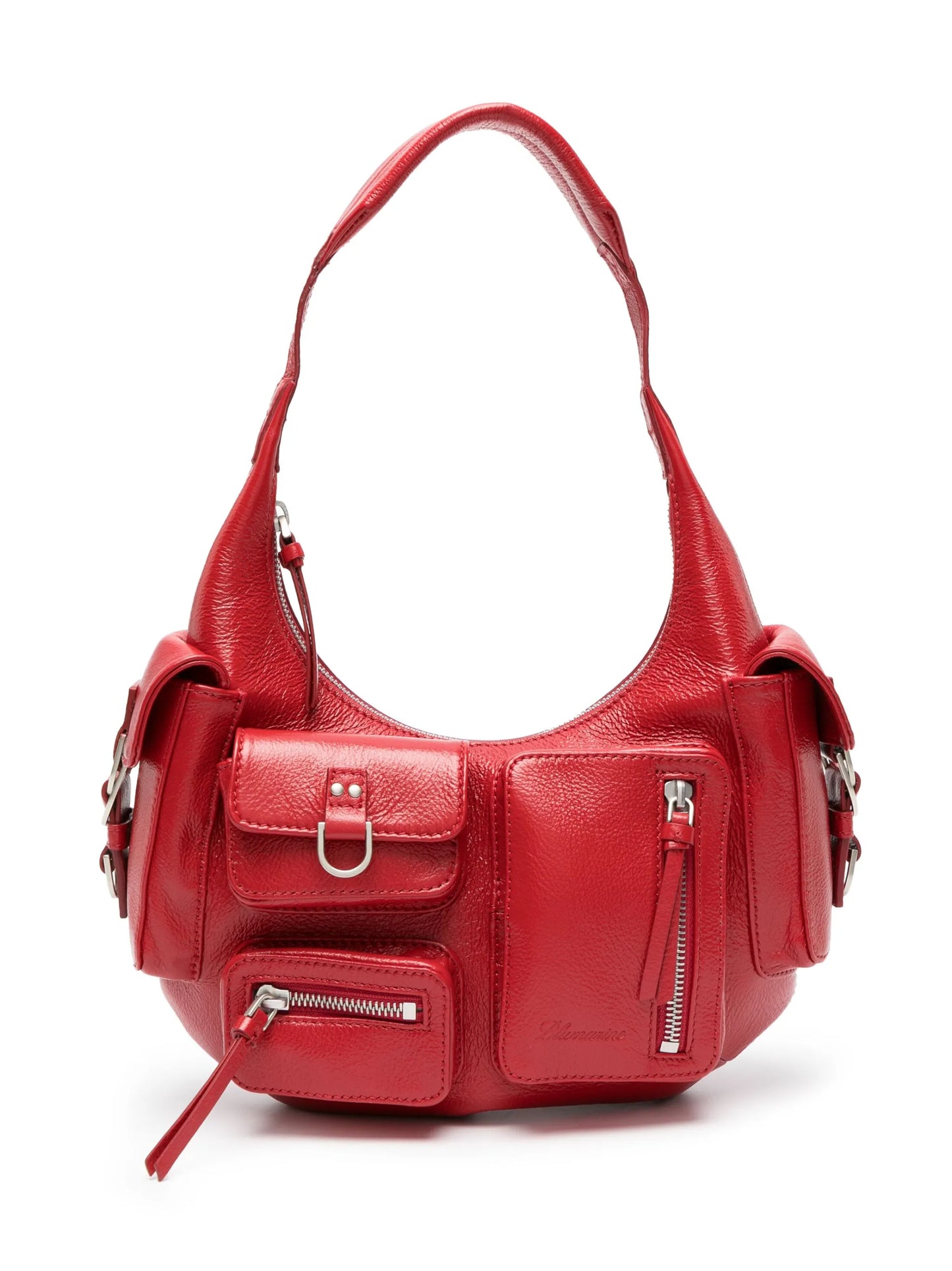 multi-pocket leather shoulder bag