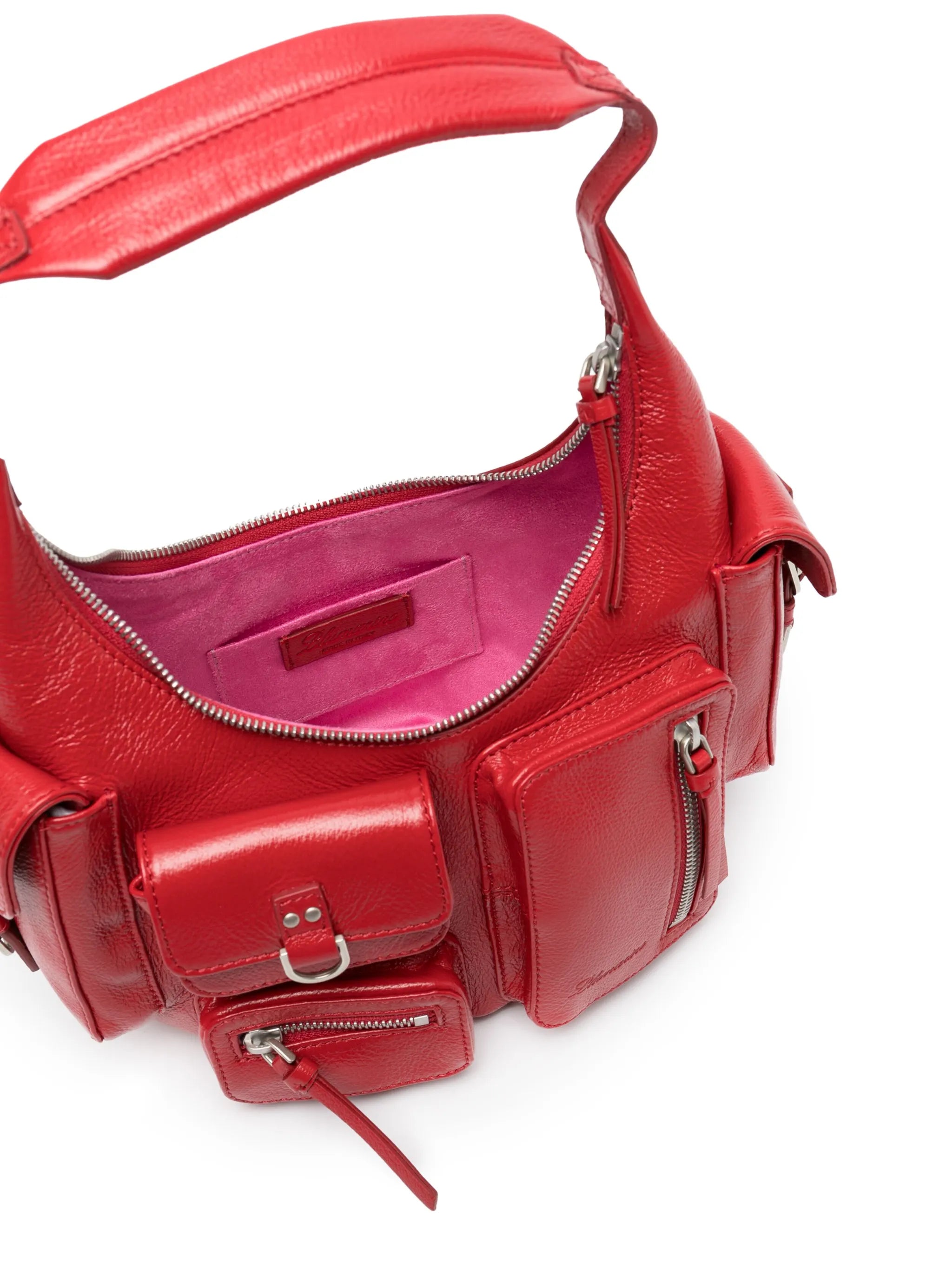 multi-pocket leather shoulder bag