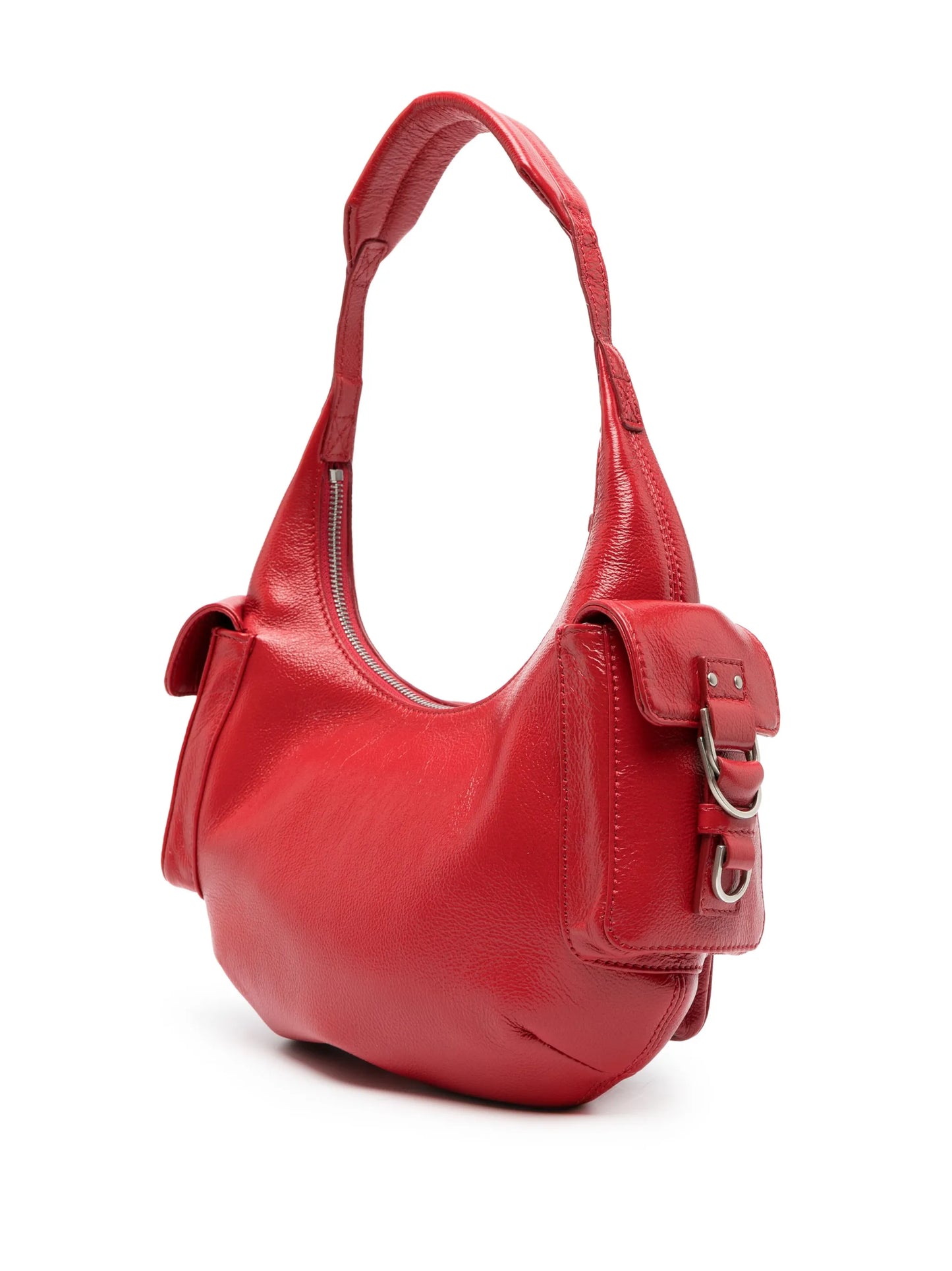 multi-pocket leather shoulder bag