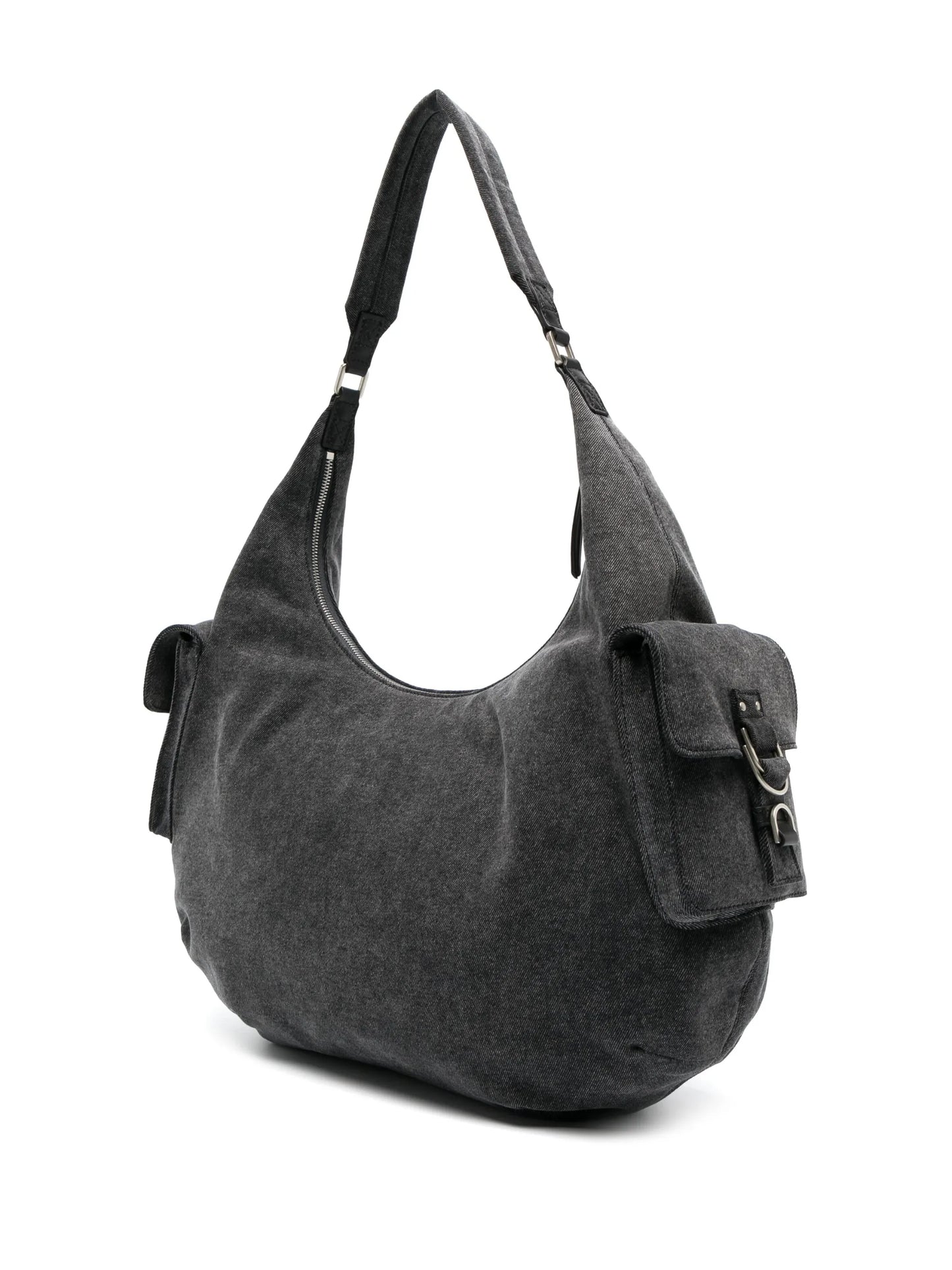 multiple-pocket denim tote bag