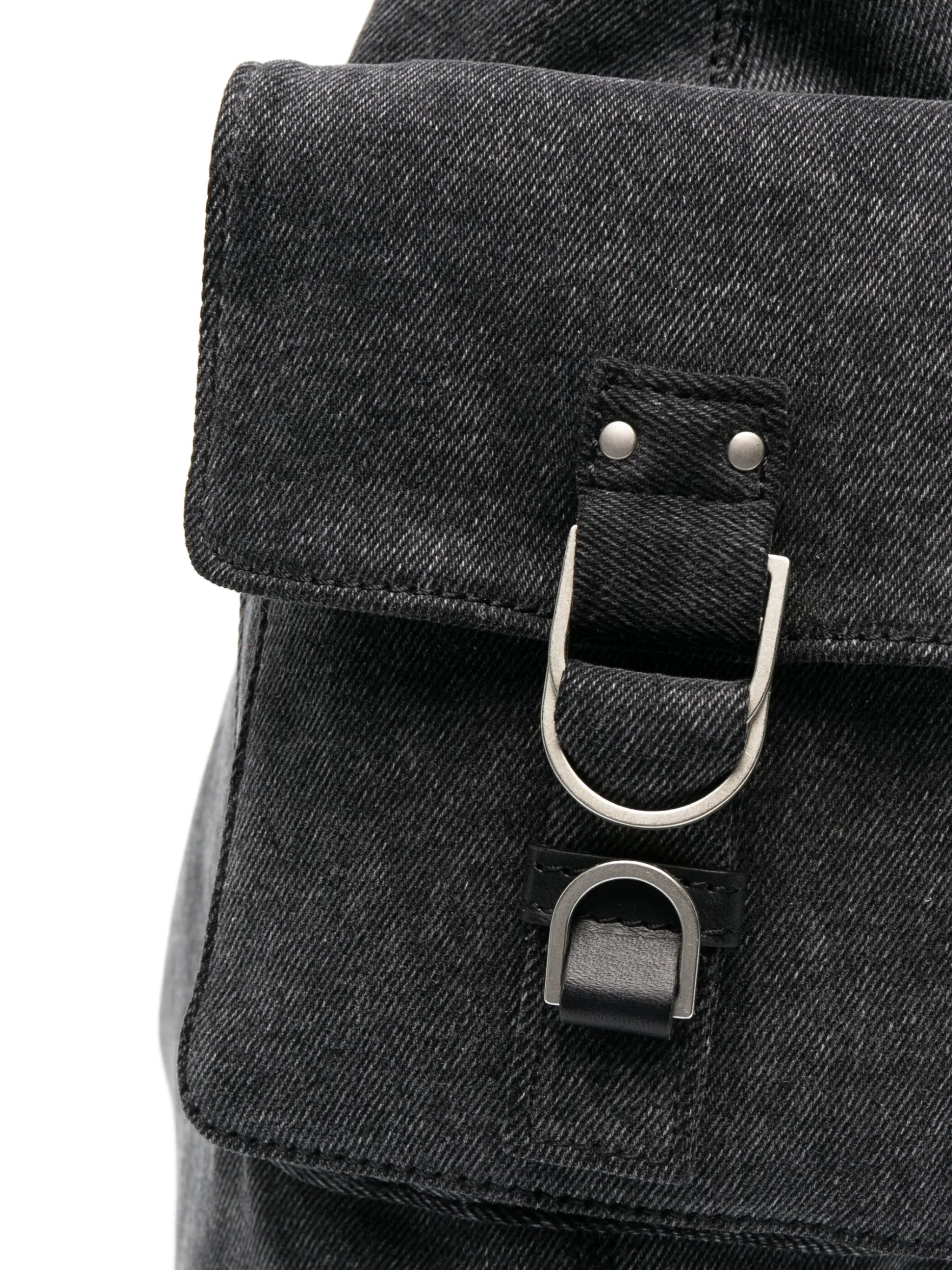 multiple-pocket denim tote bag