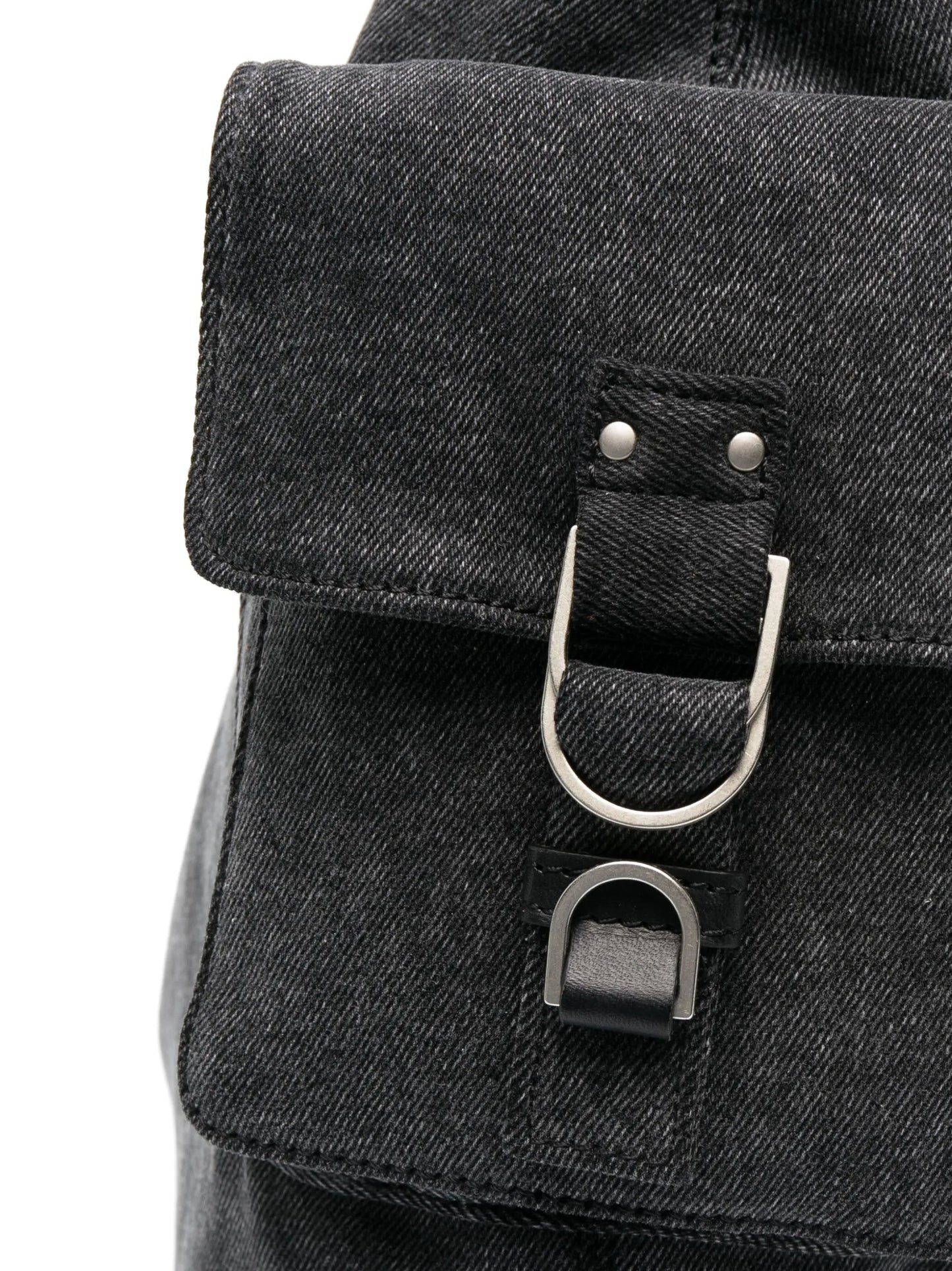 multiple-pocket denim tote bag
