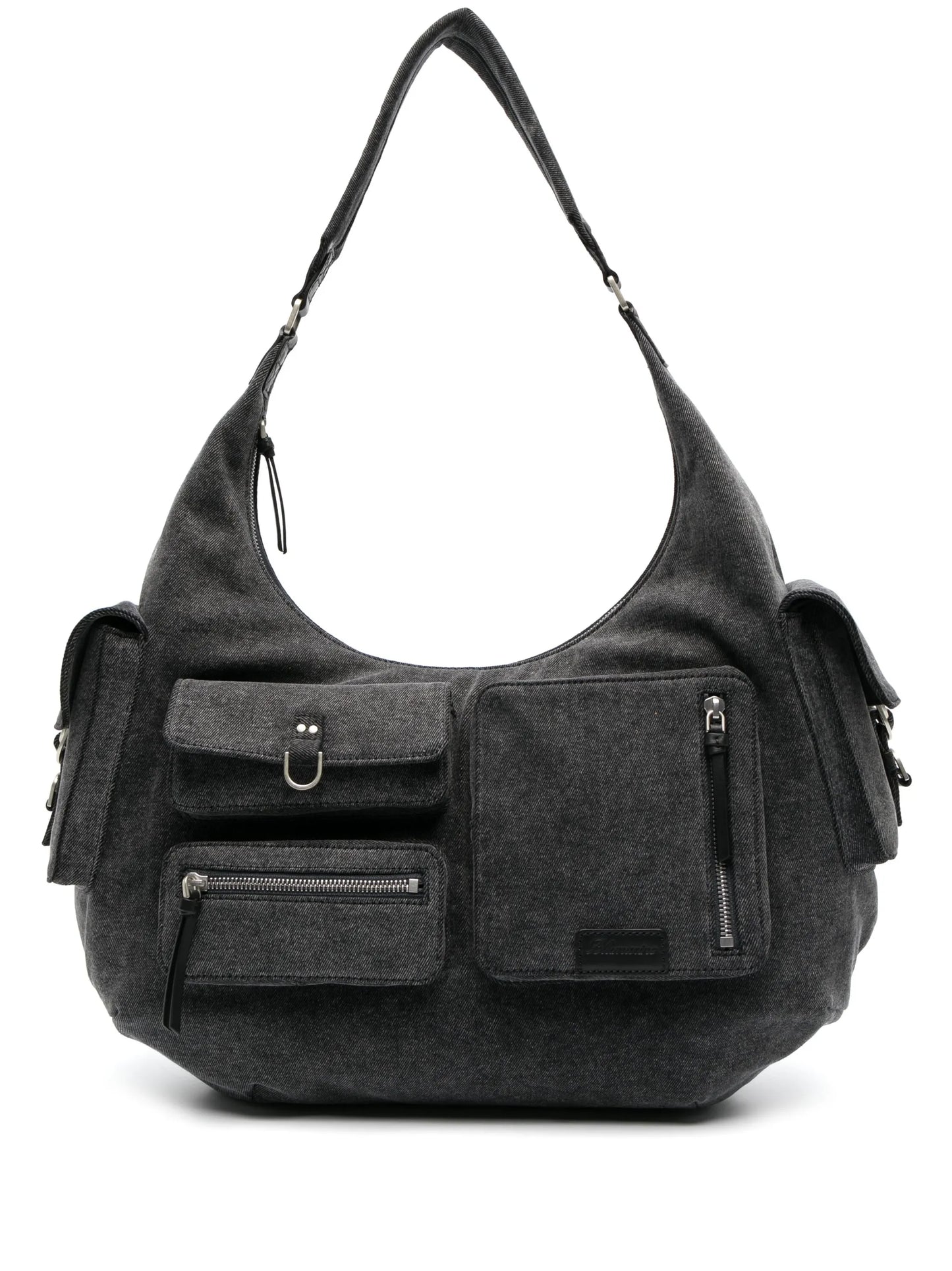 multiple-pocket denim tote bag