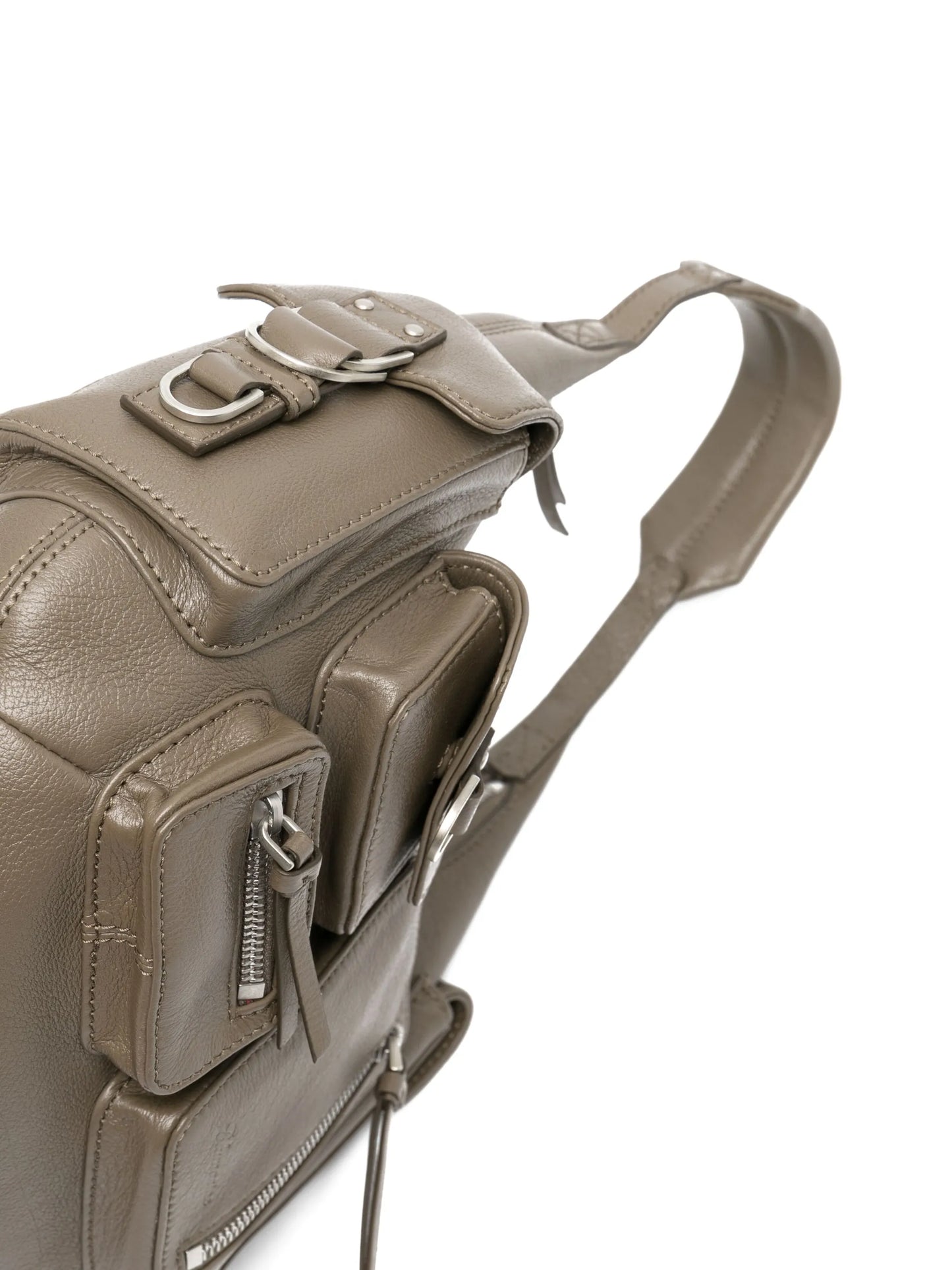 multi-pocket leather shoulder bag