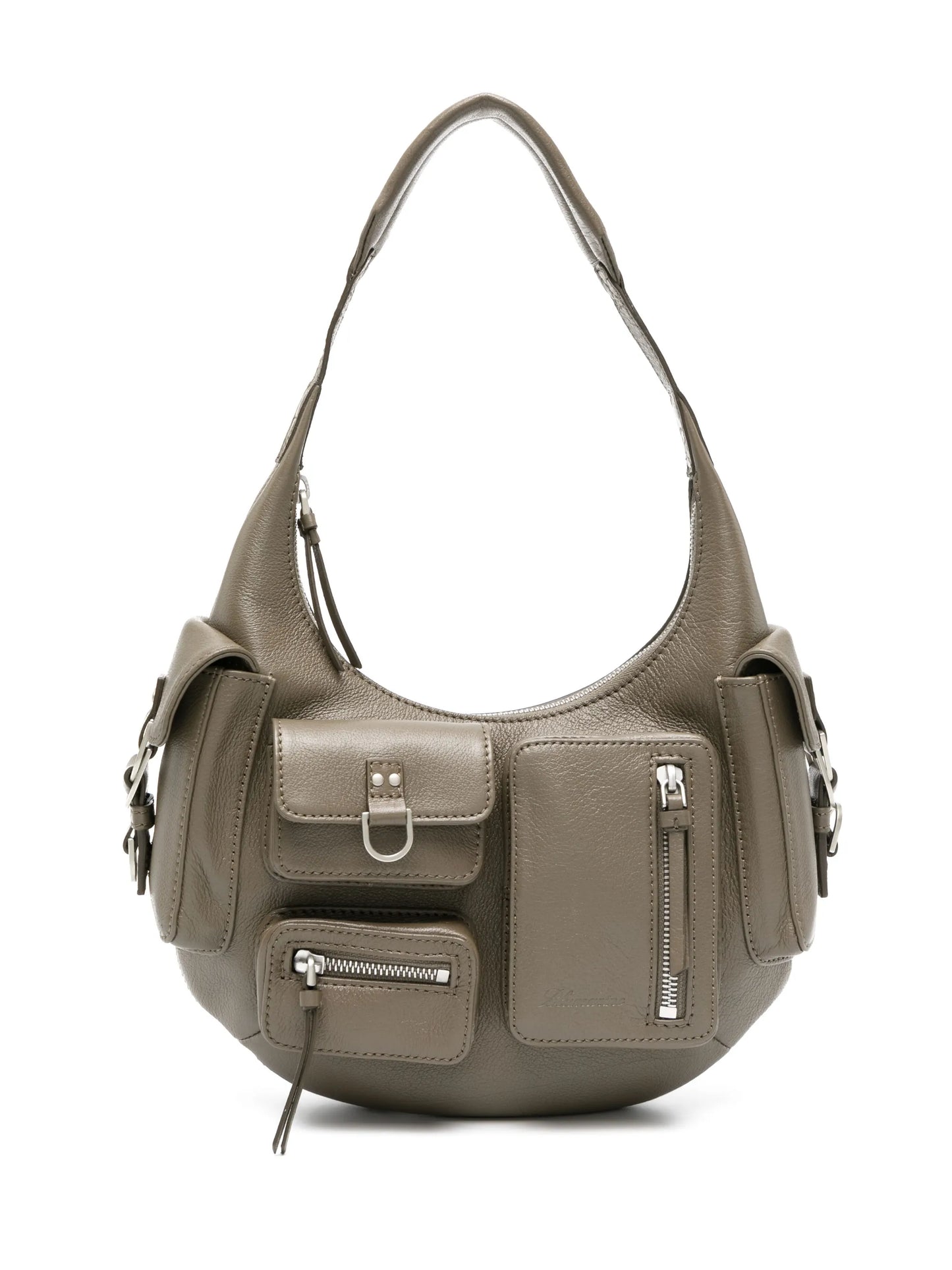 multi-pocket leather shoulder bag