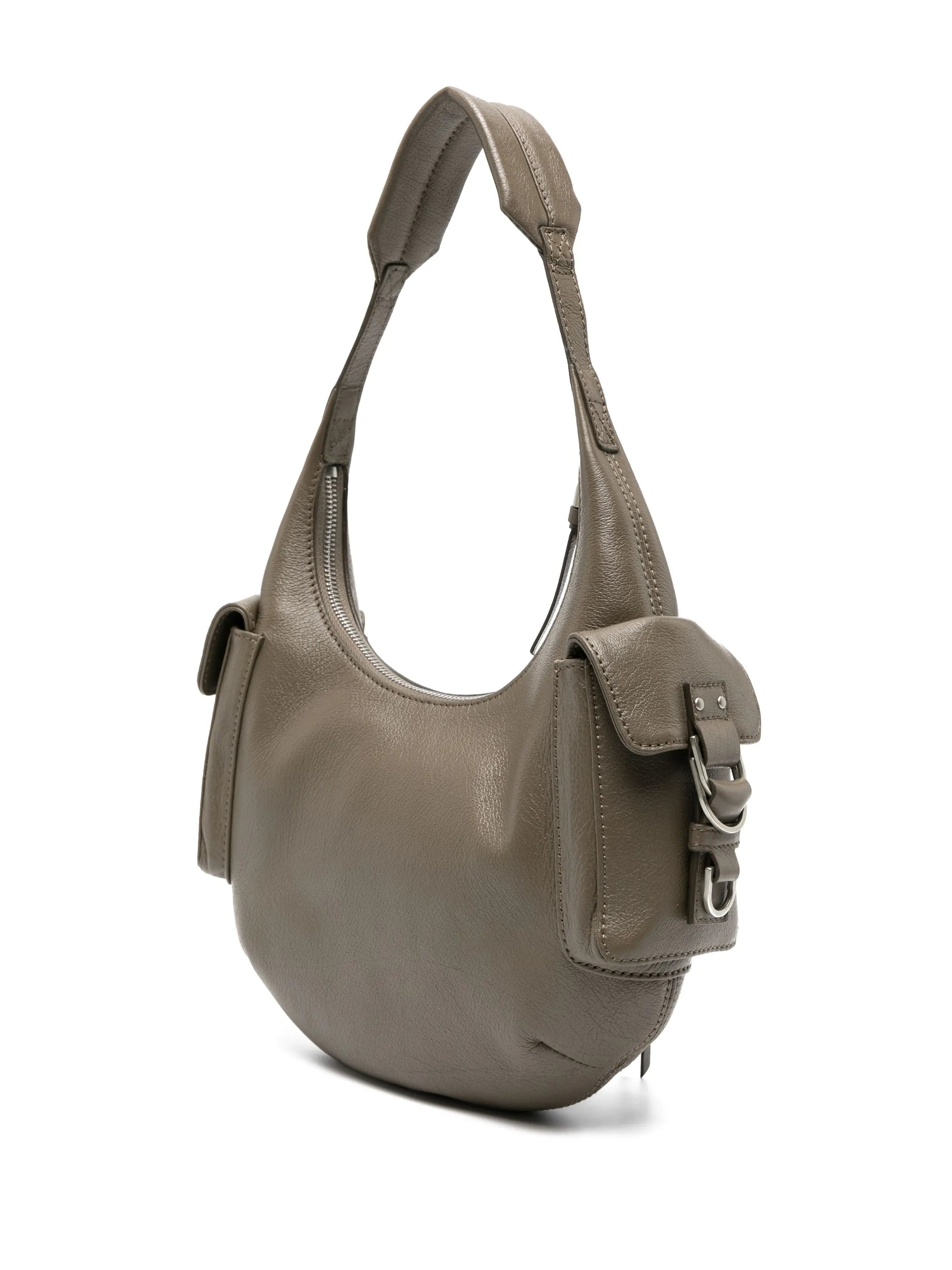 multi-pocket leather shoulder bag