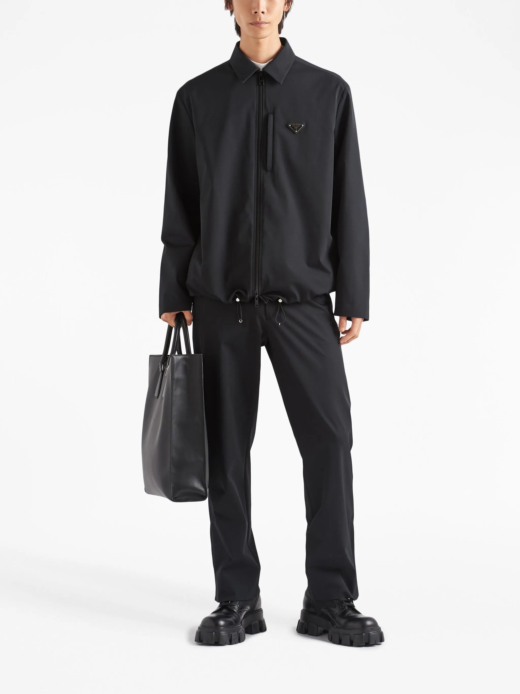 triangle-logo straight-leg trousers