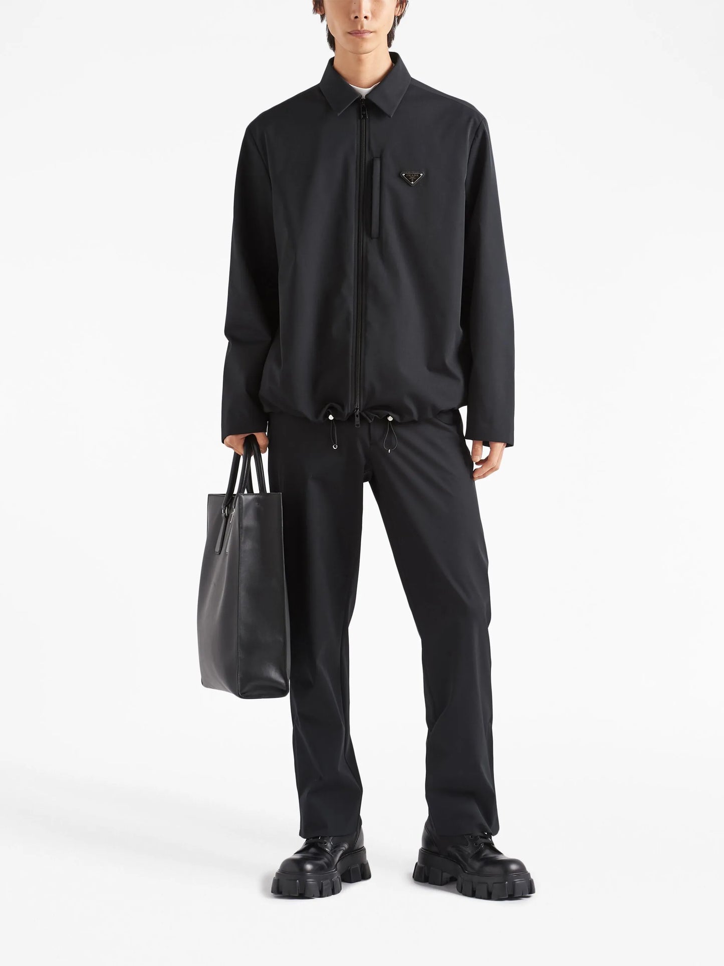 triangle-logo straight-leg trousers