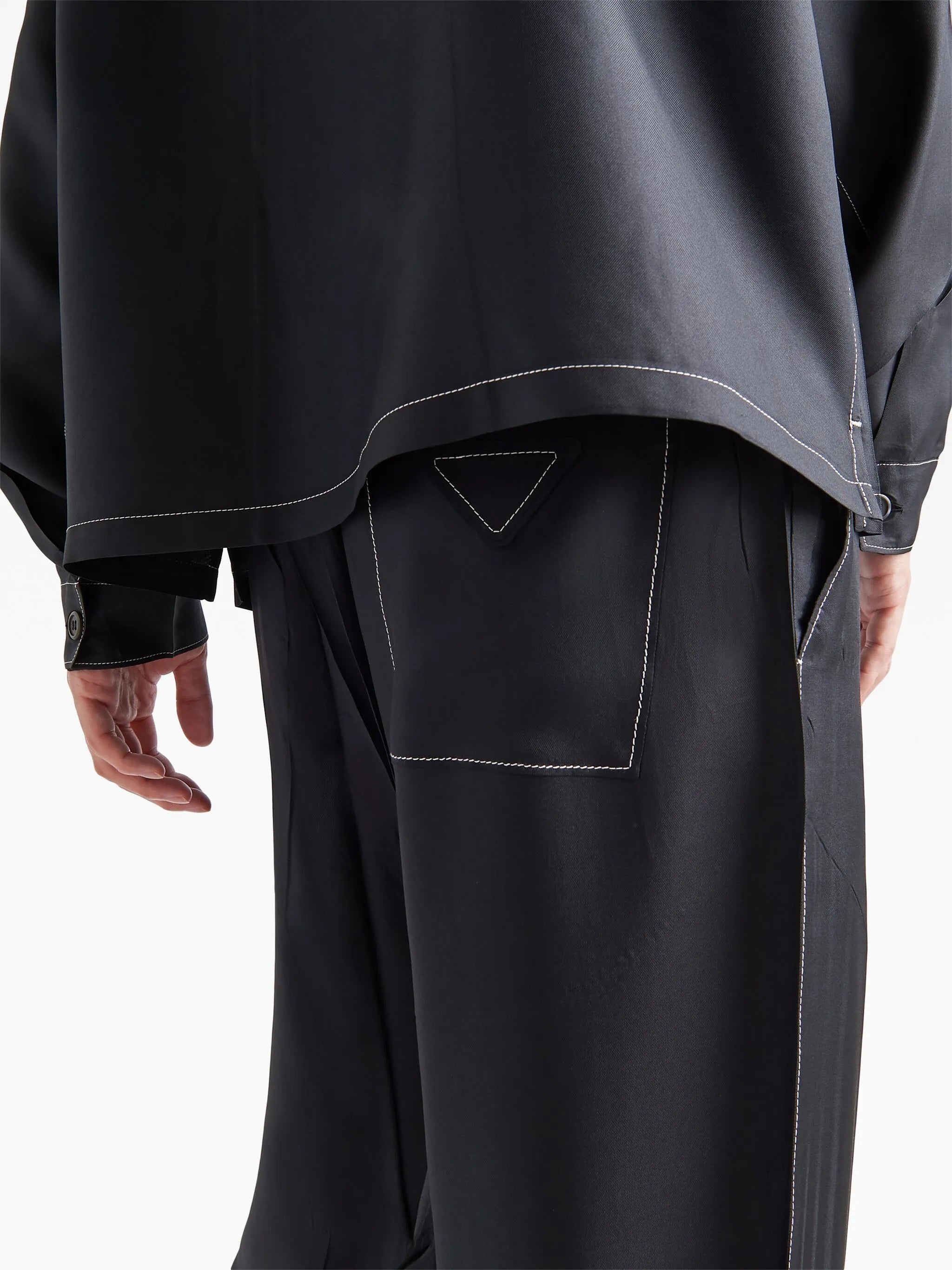 drawstring-waist silk trousers