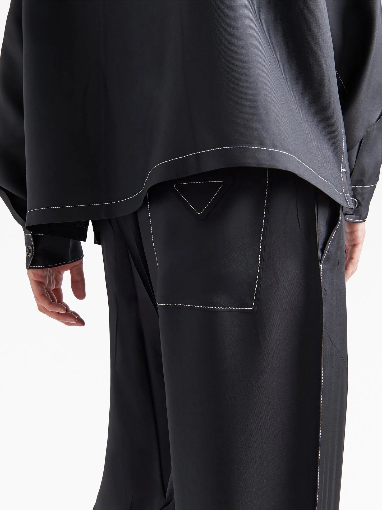 drawstring-waist silk trousers