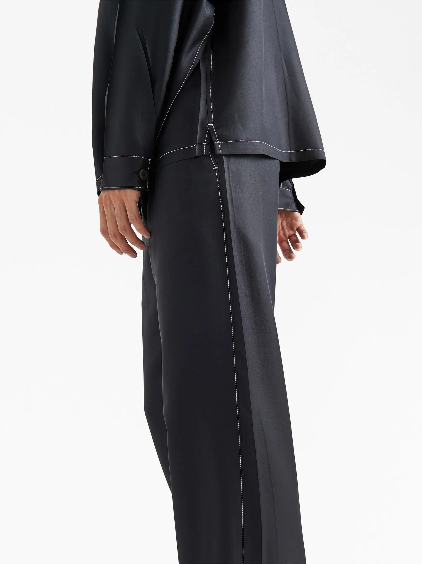 drawstring-waist silk trousers