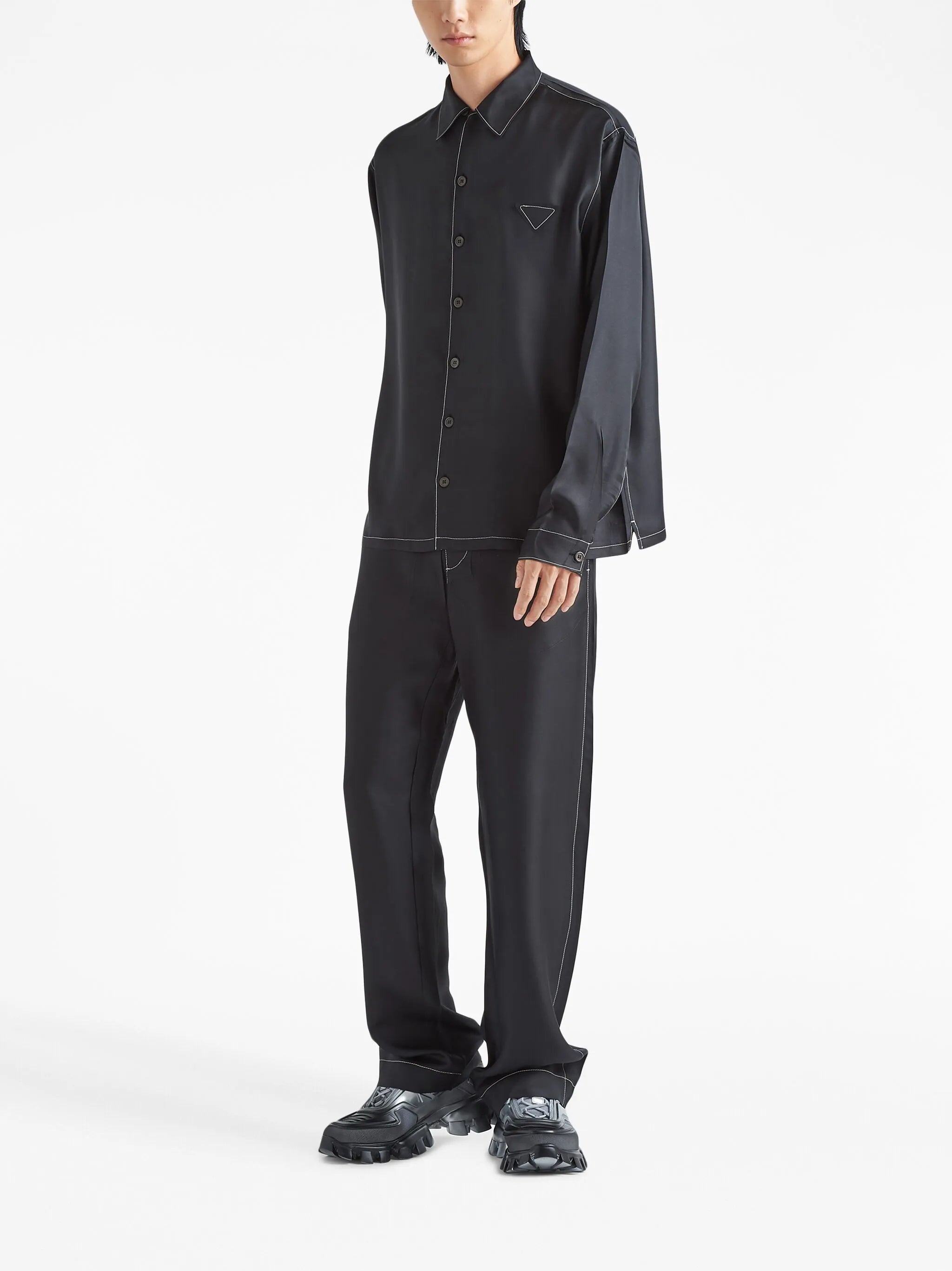 drawstring-waist silk trousers