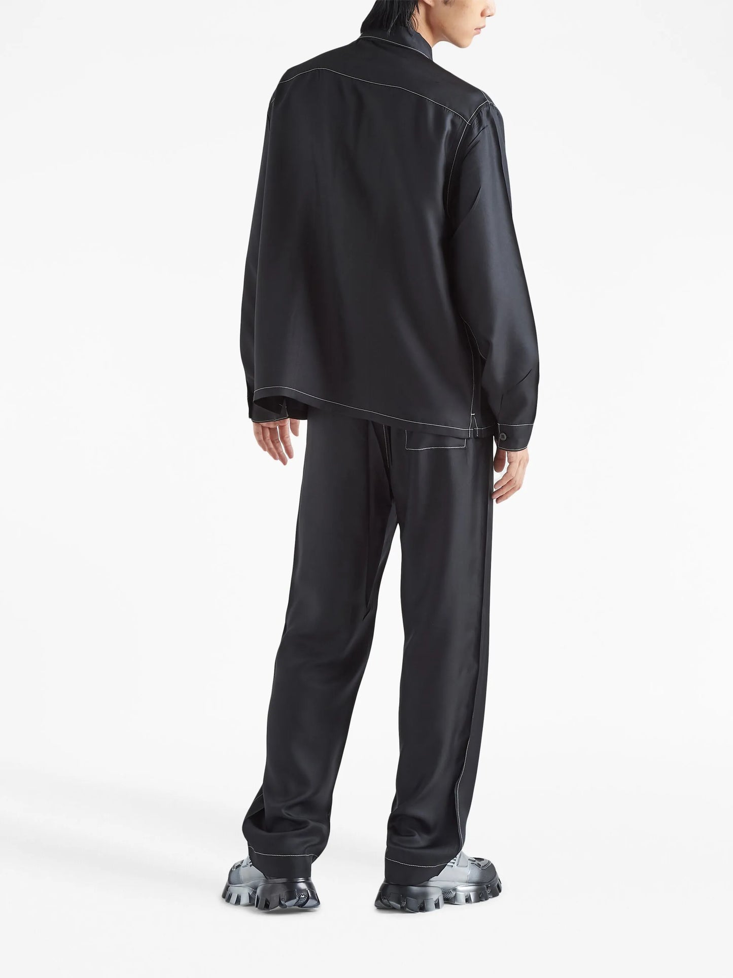 drawstring-waist silk trousers