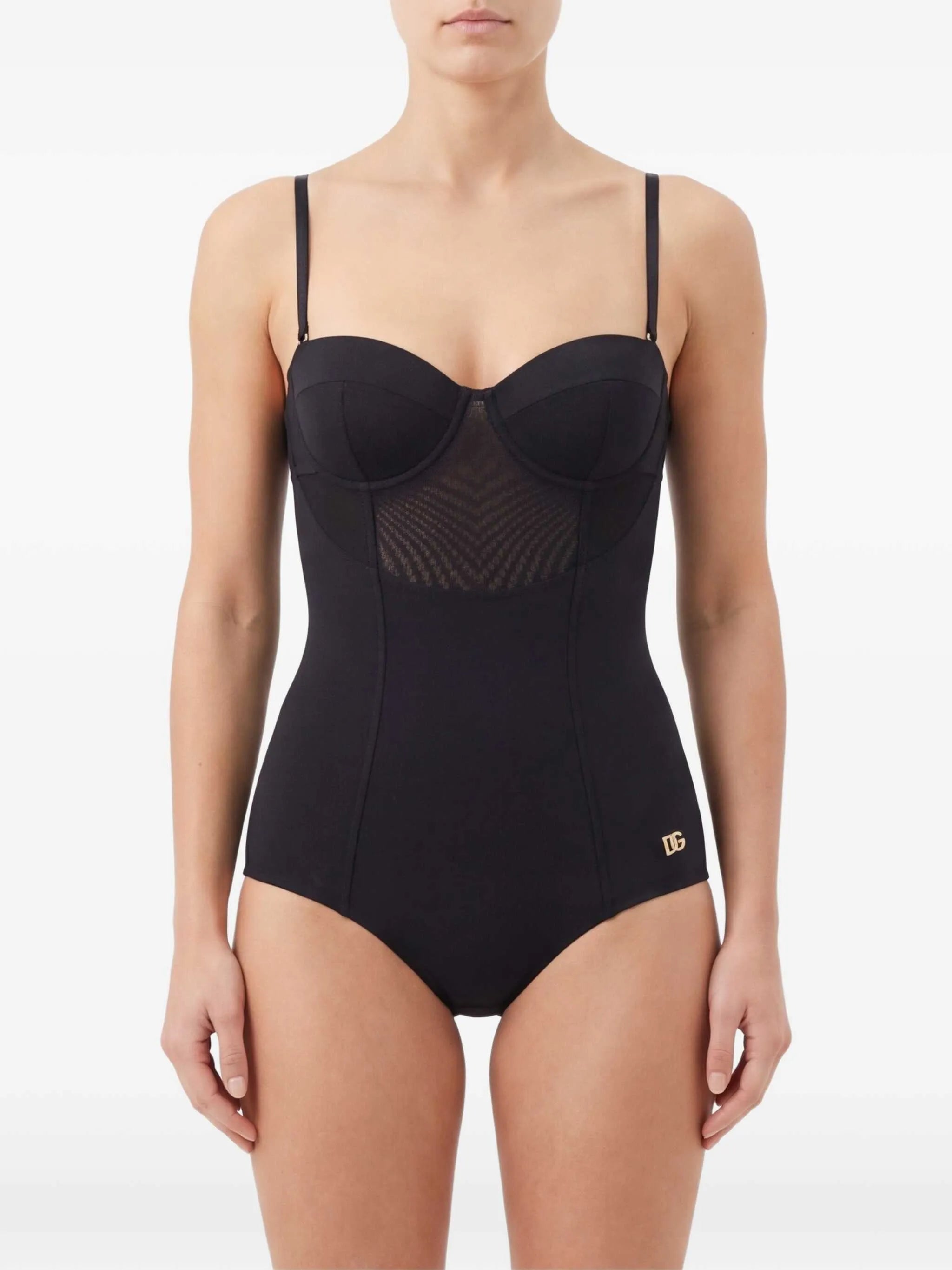 logo-plaque swimsuit