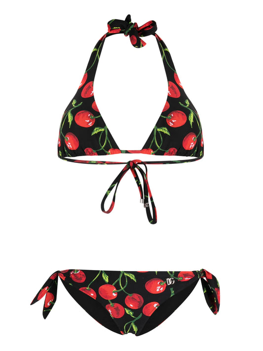 cherry-print triangle bikini