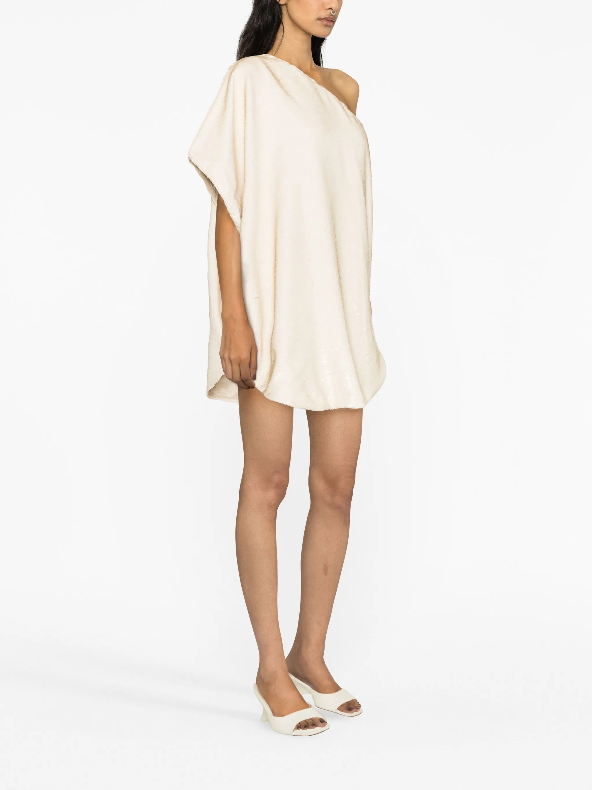 one-shoulder sequined mini dress