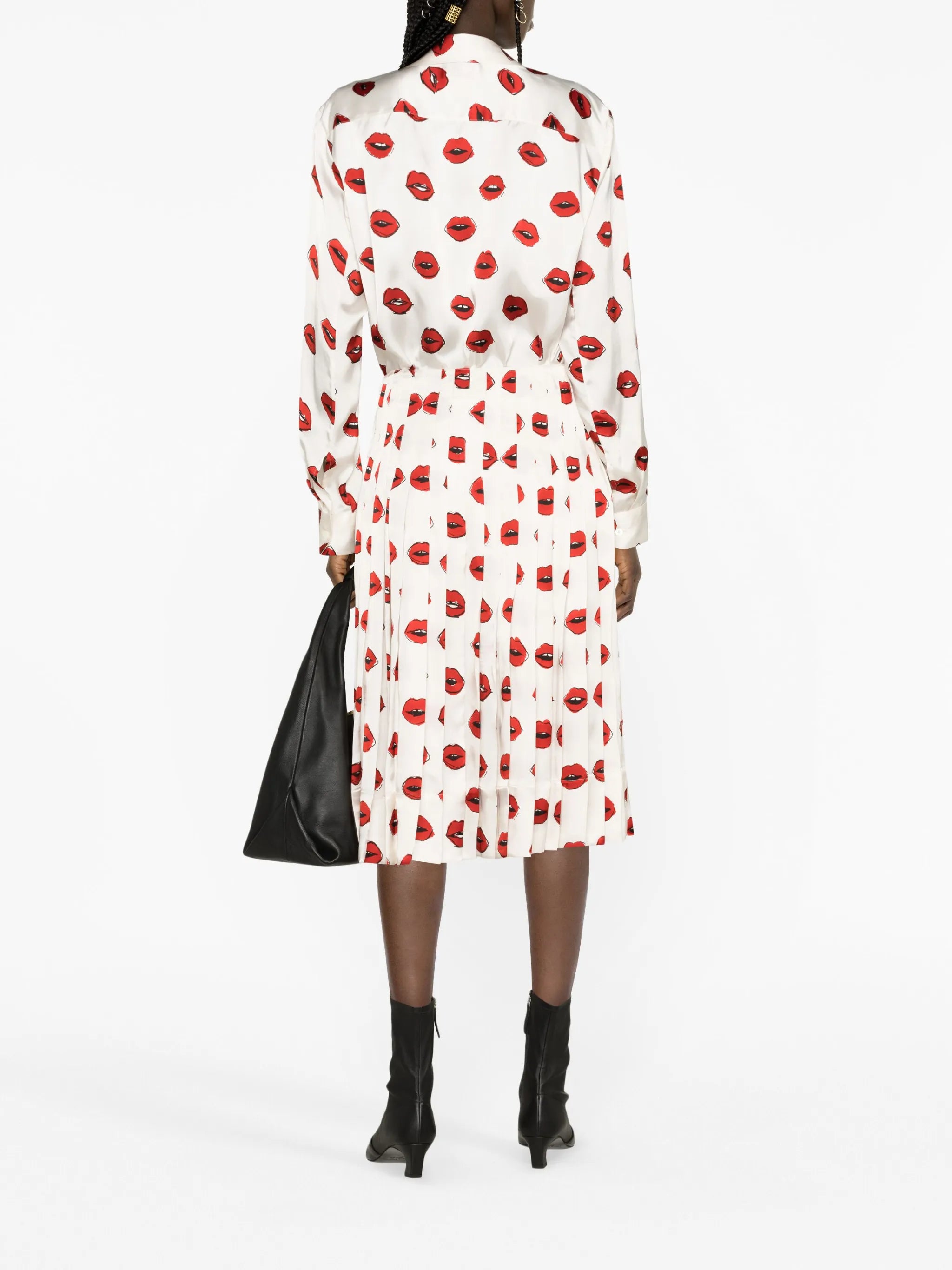 Tudi lip-print pleated skirt