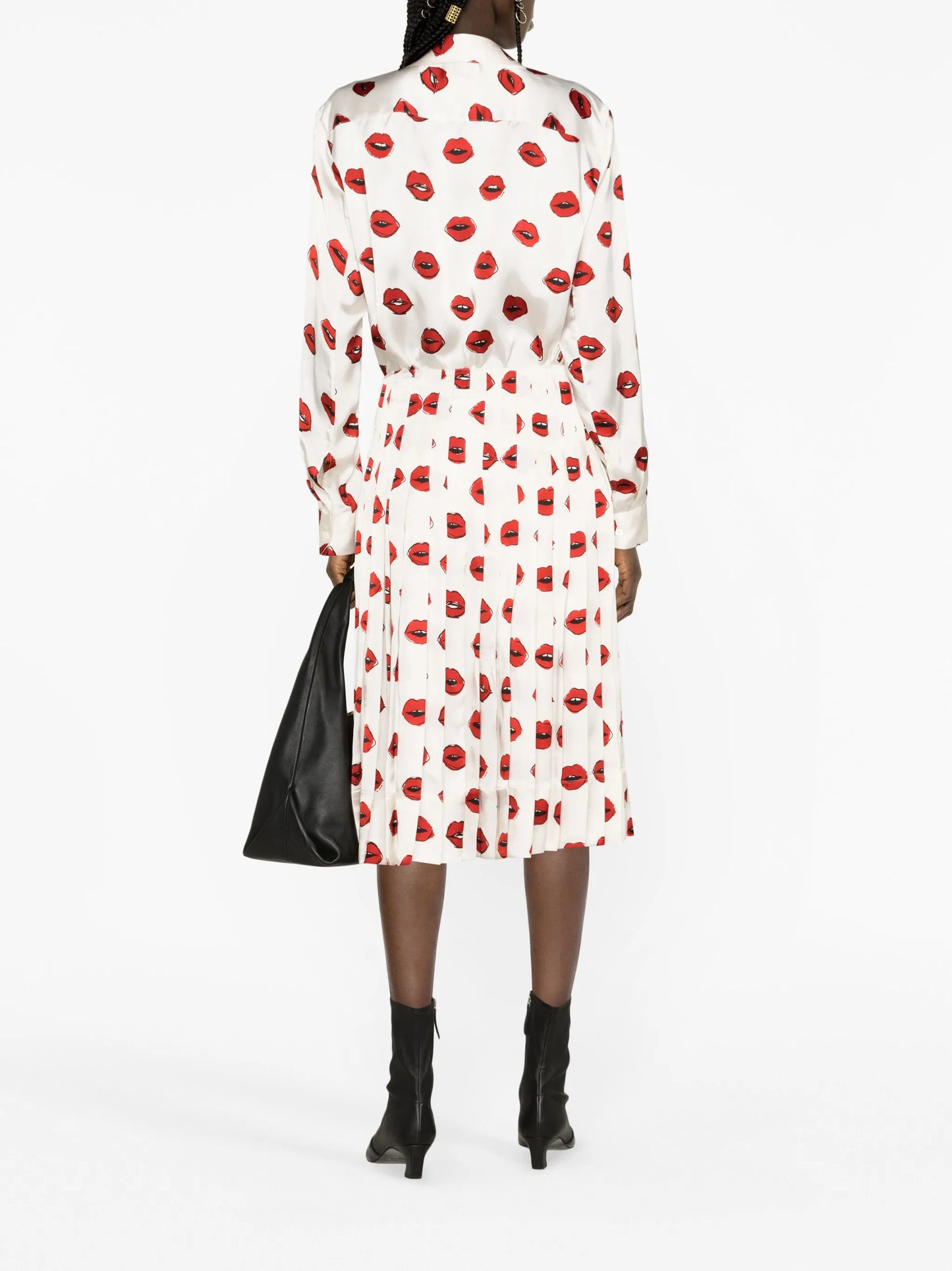 Tudi lip-print pleated skirt