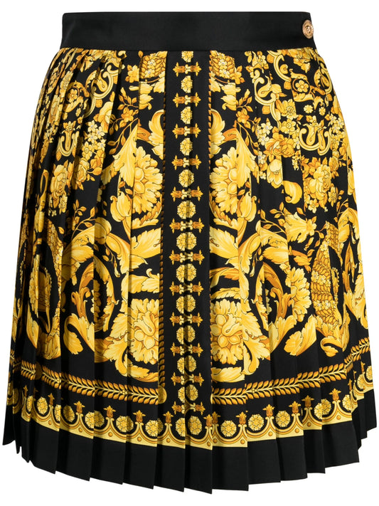 Barocco-print pleated skirt